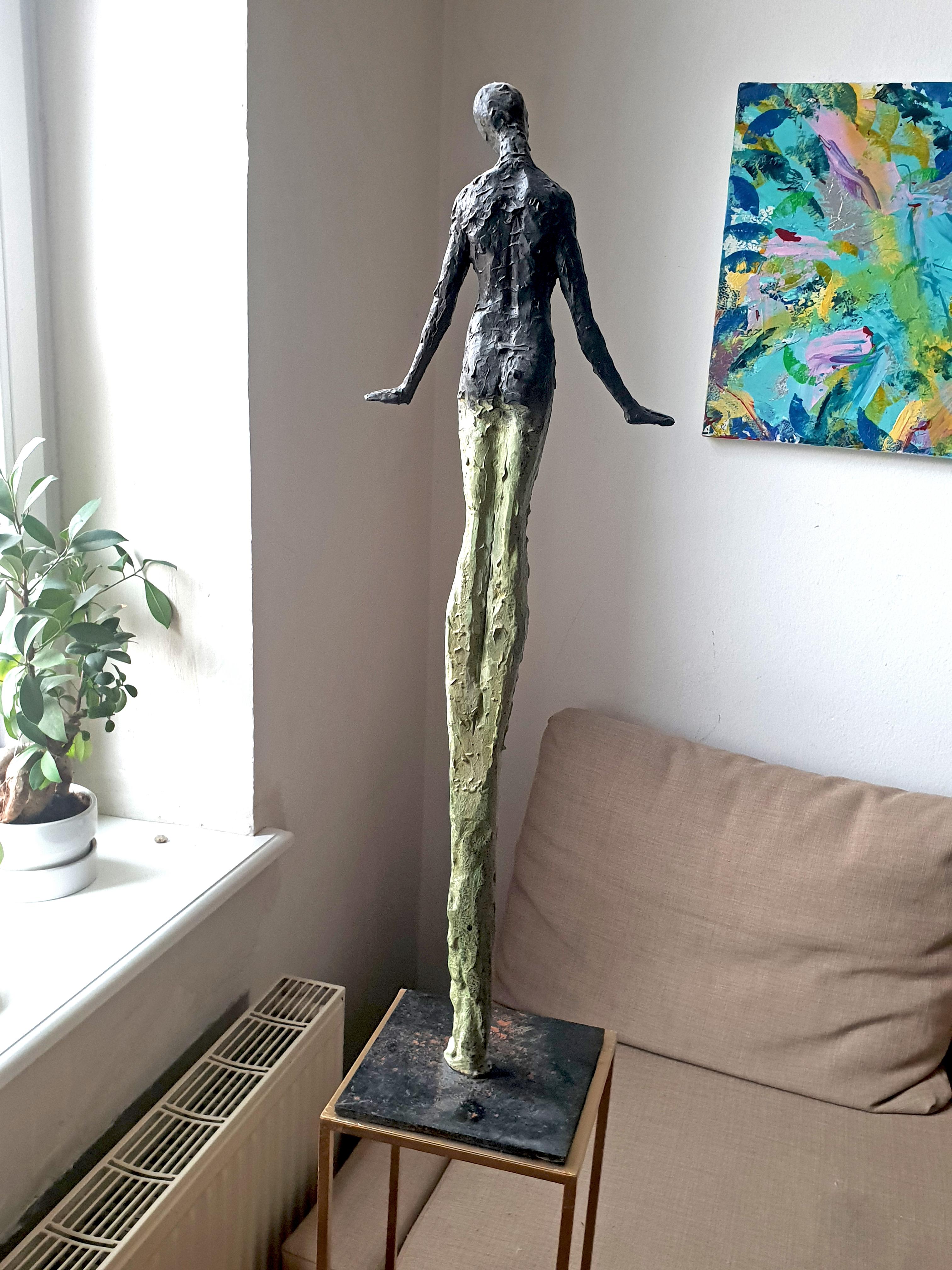 Young One by Emmanuel Okoro sculpture of Giacometti inspired human form For Sale 1