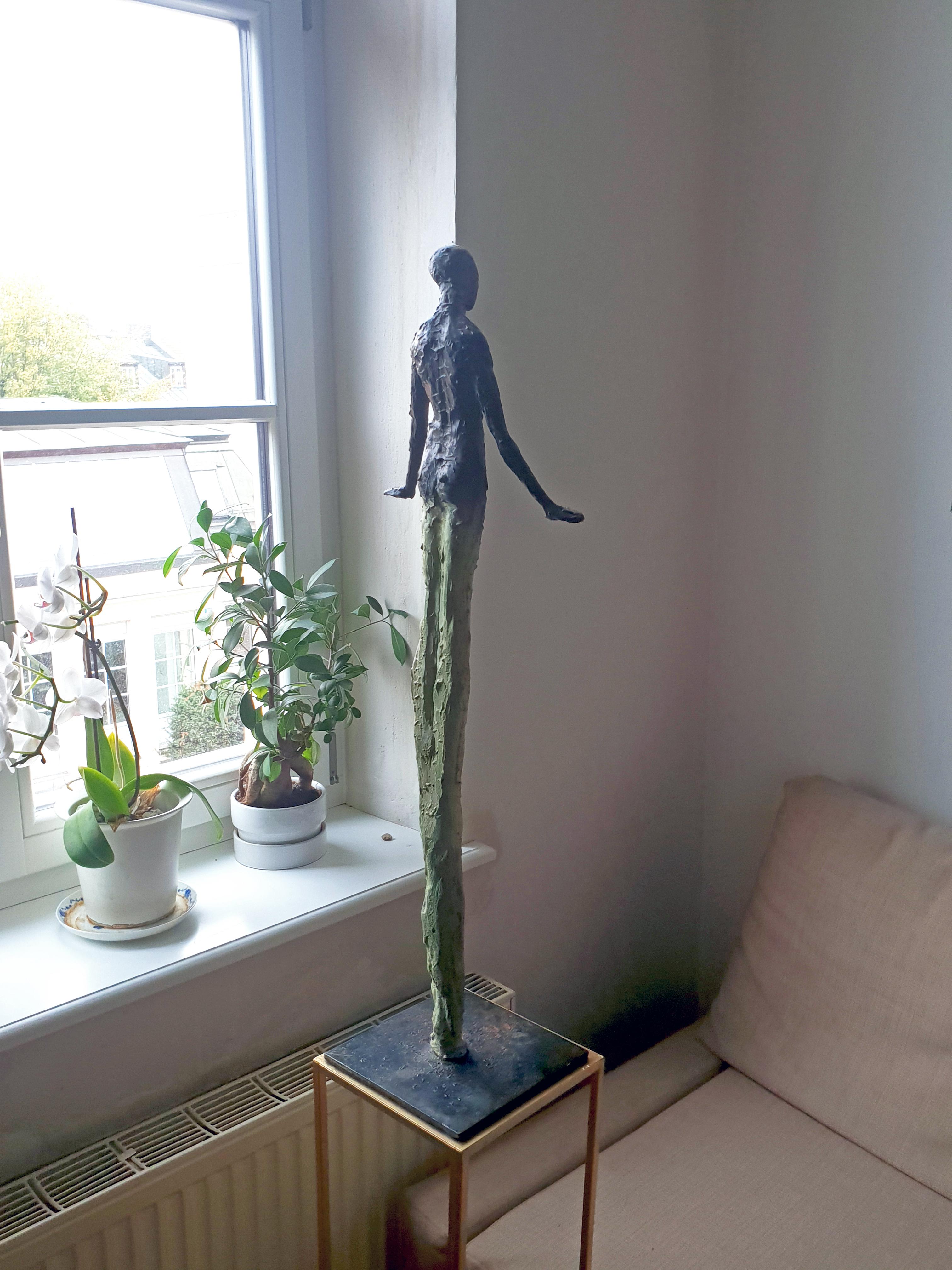 Young One by Emmanuel Okoro sculpture of Giacometti inspired human form For Sale 2