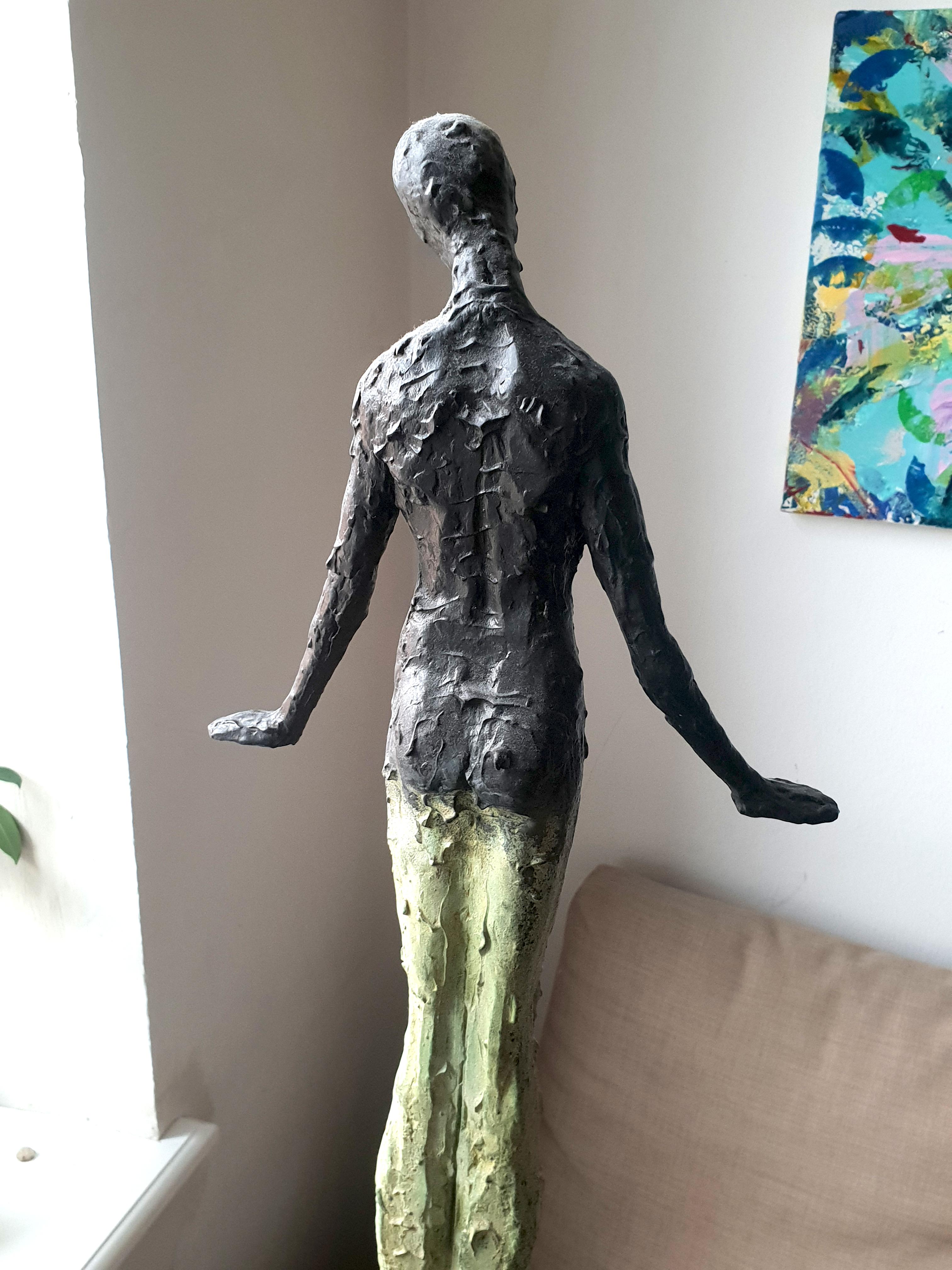 Young One by Emmanuel Okoro sculpture of Giacometti inspired human form For Sale 3