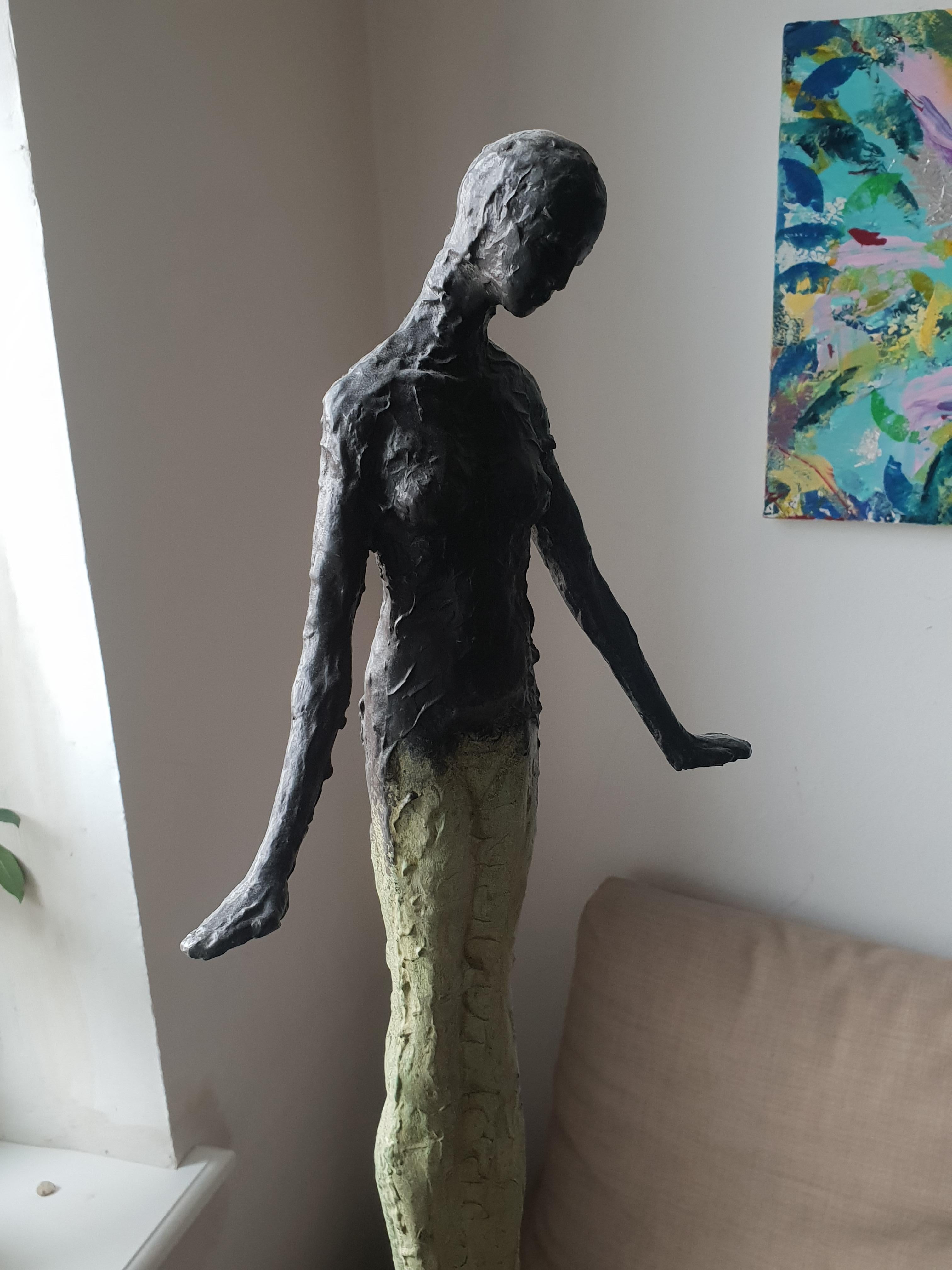 Young One by Emmanuel Okoro sculpture of Giacometti inspired human form For Sale 5