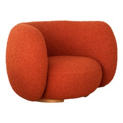Emmanuel Outy EOF-1 Round Armchair with Fabric Upholstery and Oak or Brass Feet