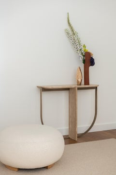 Emmanuel Outy EOO-1 Round Ottoman Stool, Fabric Upholstery, Oak or Brass Feet