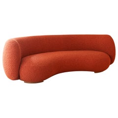 Emmanuel Outy EOS-1 Curved Sofa with Fabric Upholstery, Oak or Brass Feet