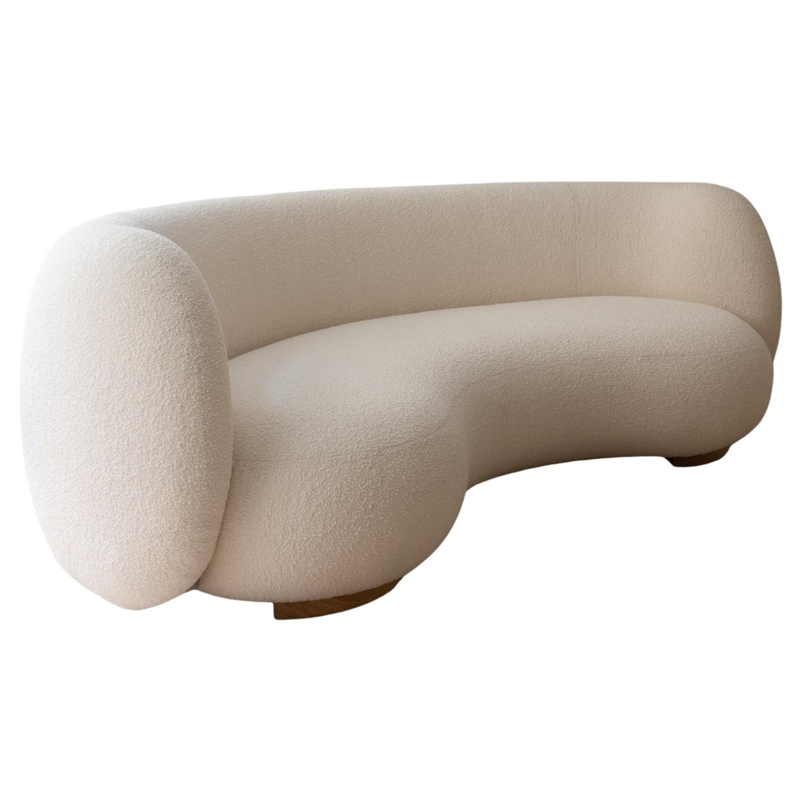Emmanuel Outy EOS-1 Curved Sofa with Fabric Upholstery, Oak or Brass Feet In New Condition For Sale In PARIS, FR