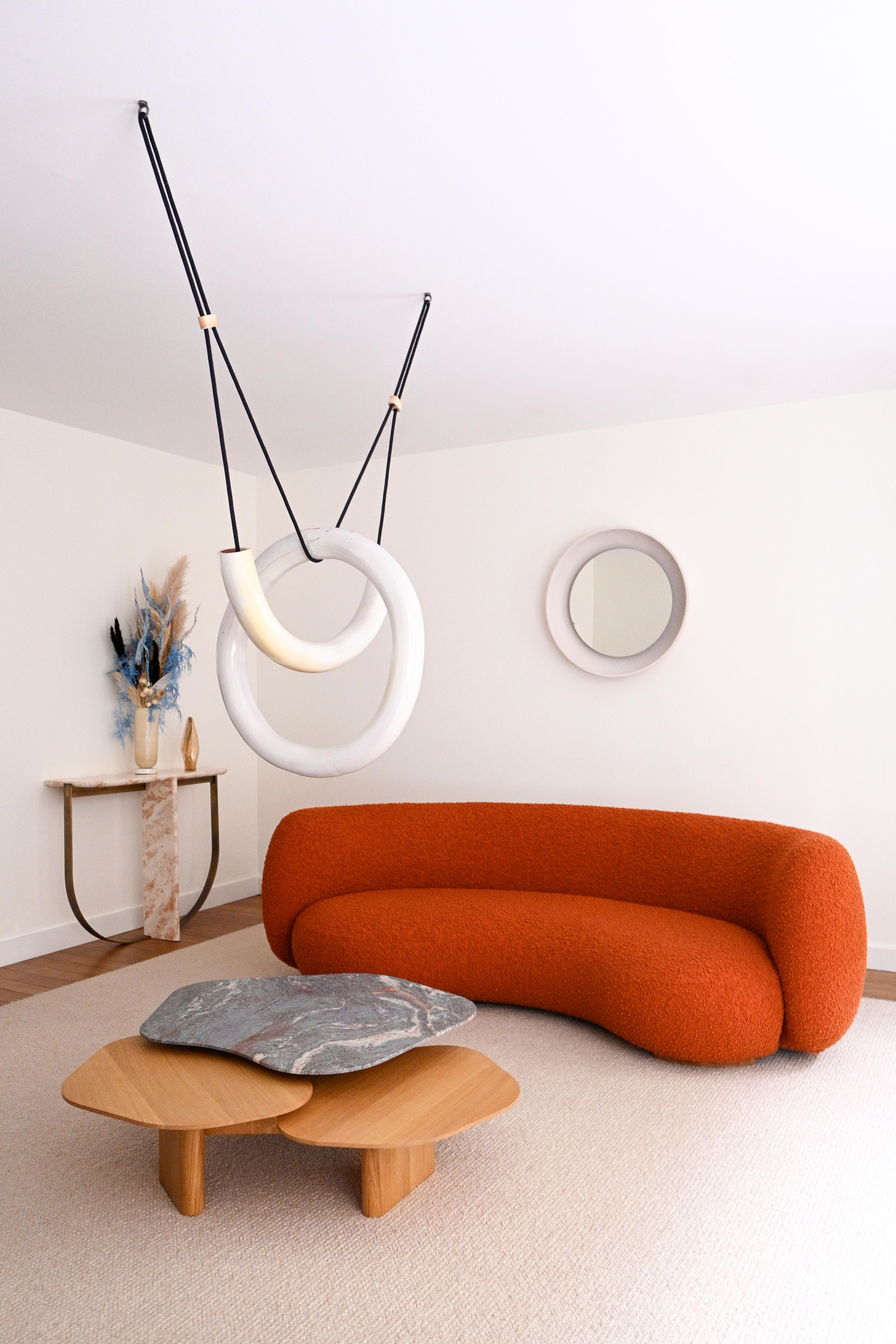 EOT-1 Coffee Table by Emmanuel Outy with Oak Frame and Three Marble or Stone Top For Sale 2