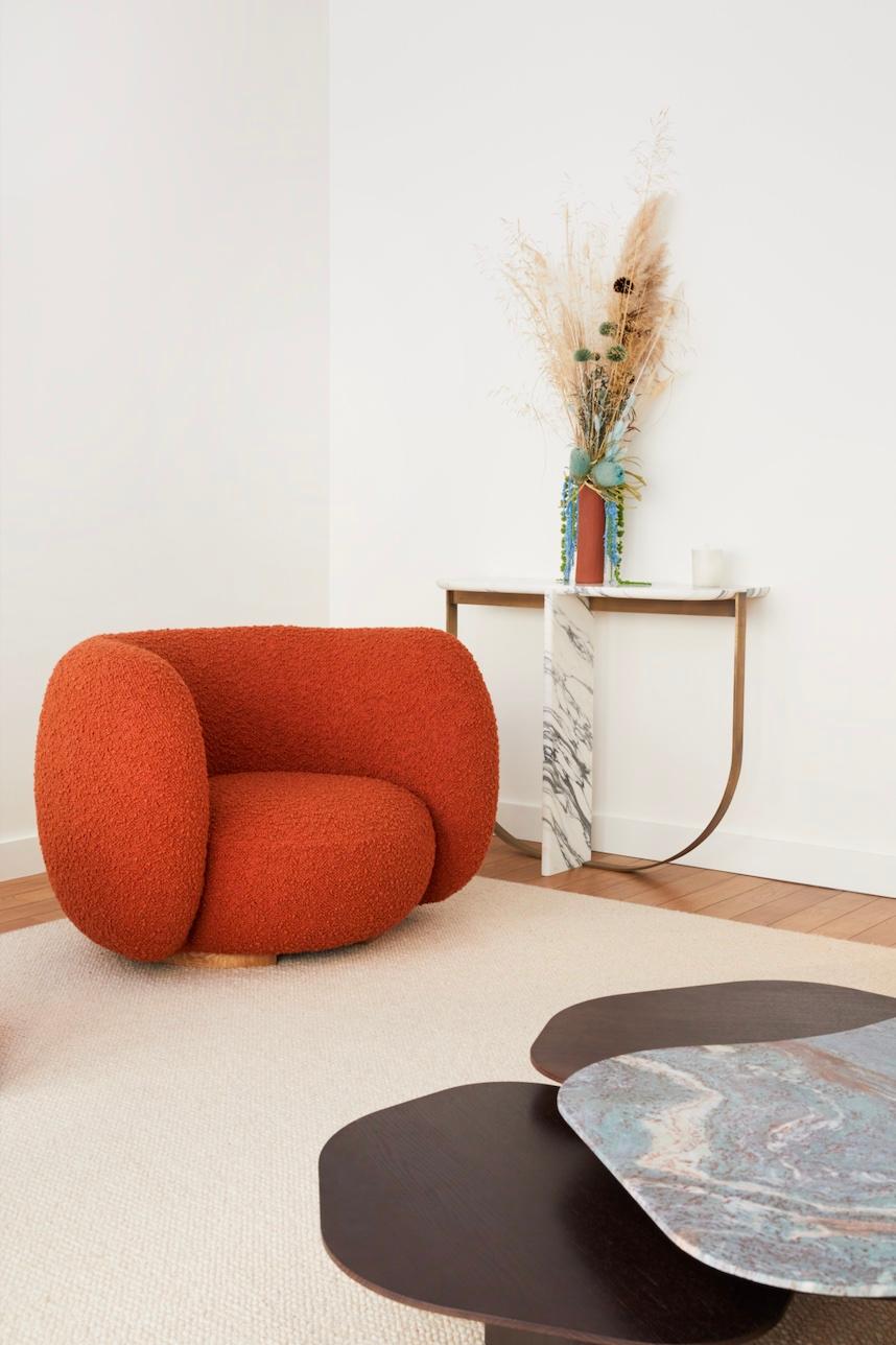 EOT-1 Coffee Table by Emmanuel Outy with Oak Frame and Three Marble or Stone Top For Sale 8