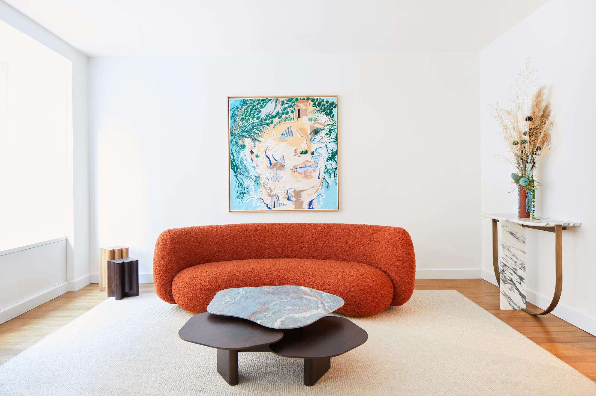 EOT-1 Coffee Table by Emmanuel Outy with Oak Frame and Three Marble or Stone Top For Sale 9