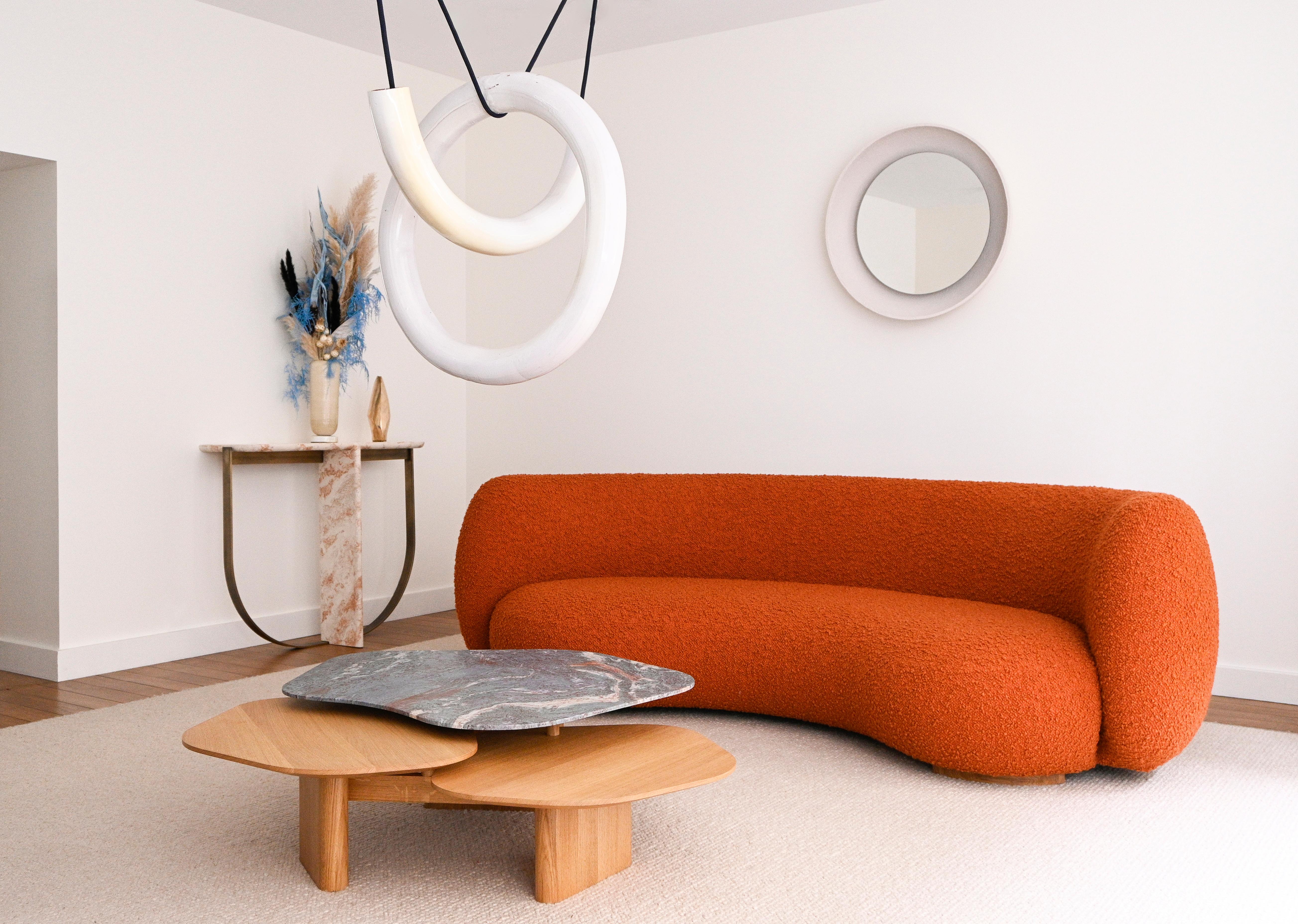 EOT-1 Coffee Table by Emmanuel Outy with Oak Frame and Three Marble or Stone Top For Sale 6