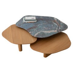EOT-1 Coffee Table by Emmanuel Outy with Oak Frame and Three Marble or Stone Top