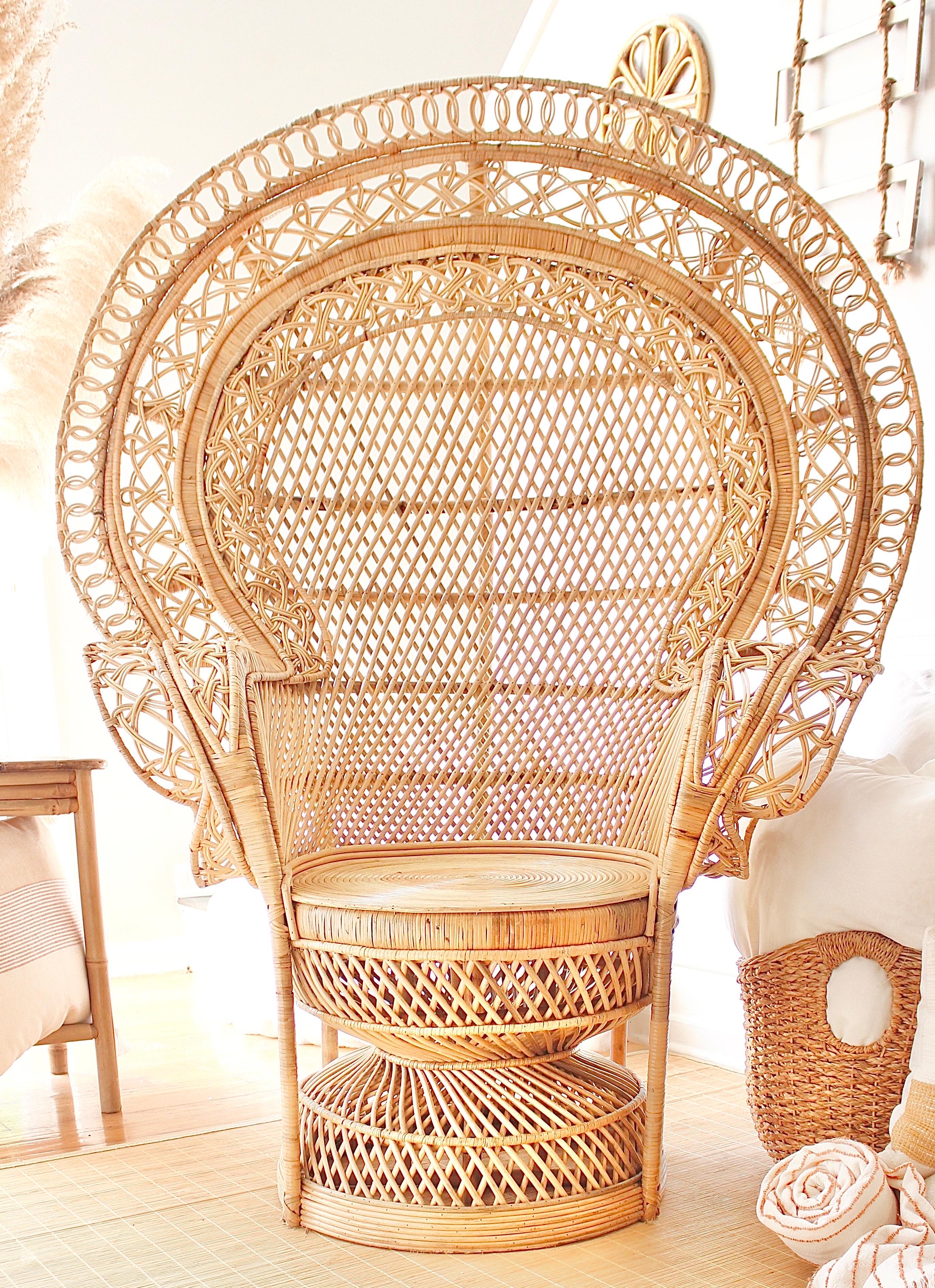Emmanuel Peacock Chair 100% Rattan Rare 1990s Design For Sale 5