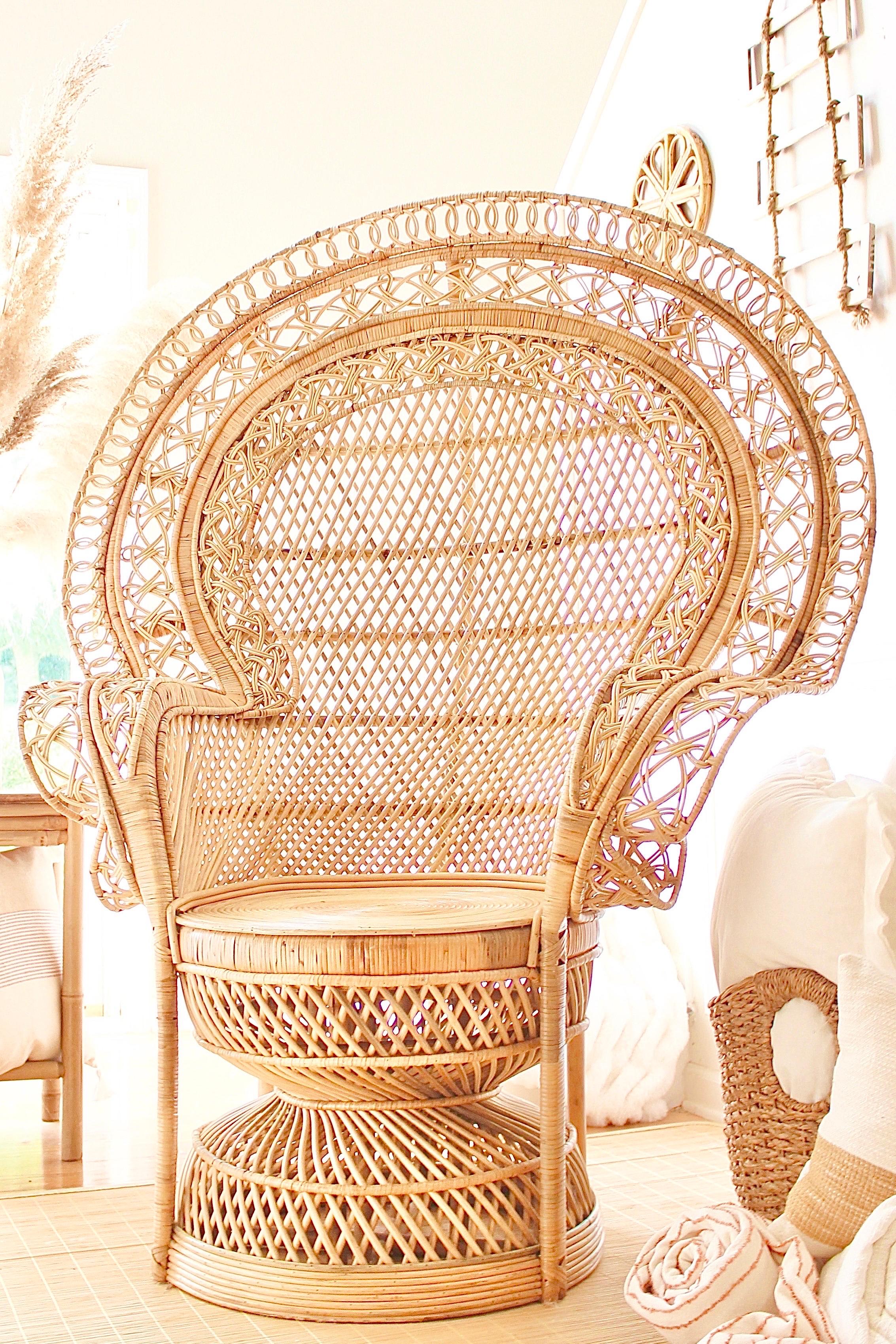 Emmanuel Peacock Chair 100% Rattan Rare 1990s Design For Sale 10