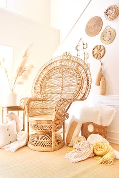 Emmanuel Peacock Chair 100% Rattan Rare 1990s Design