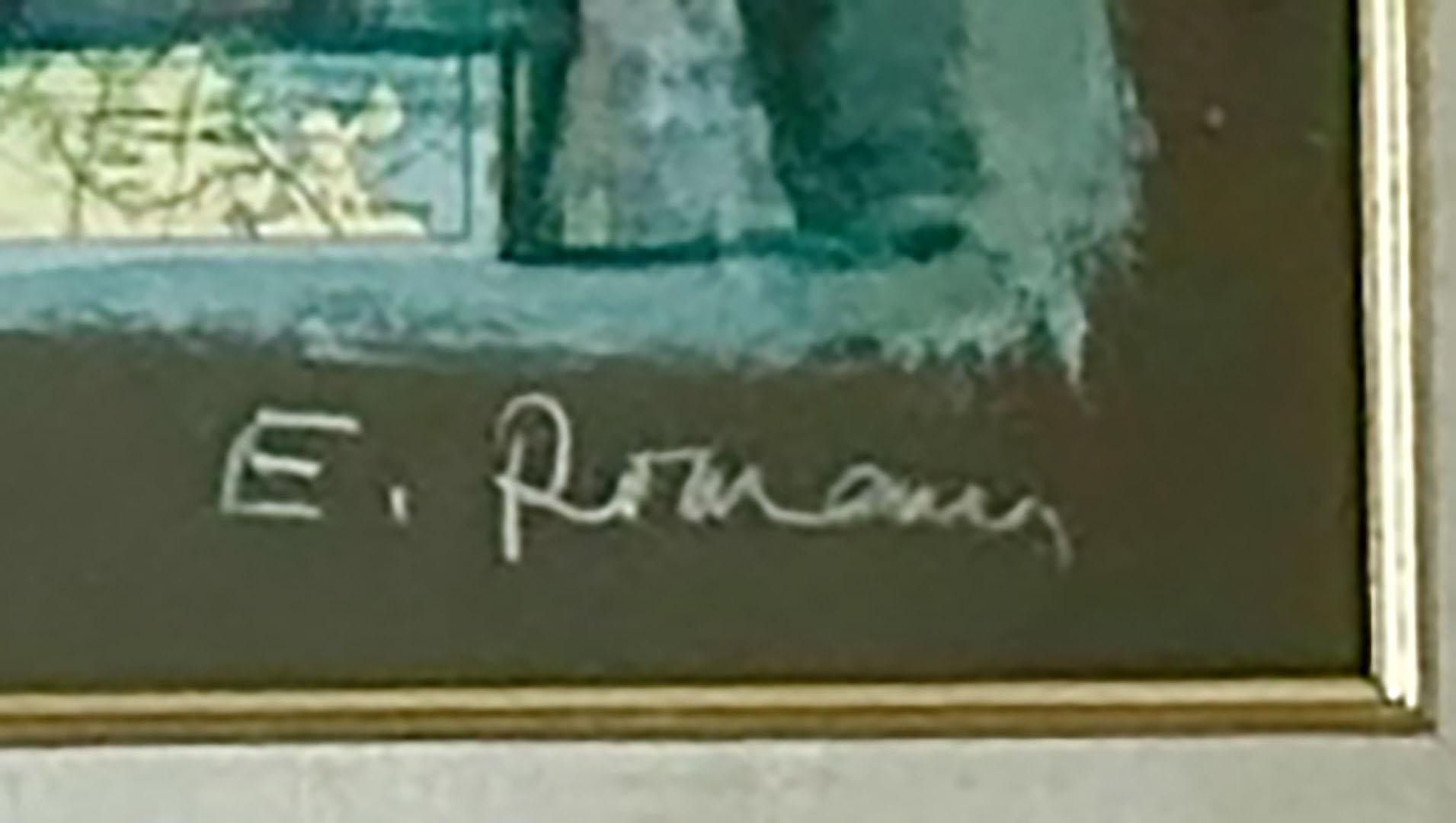 Emmanuel Romano Pintura de técnica mixta de mediados de siglo en Bueno estado para la venta en Tampa, FL