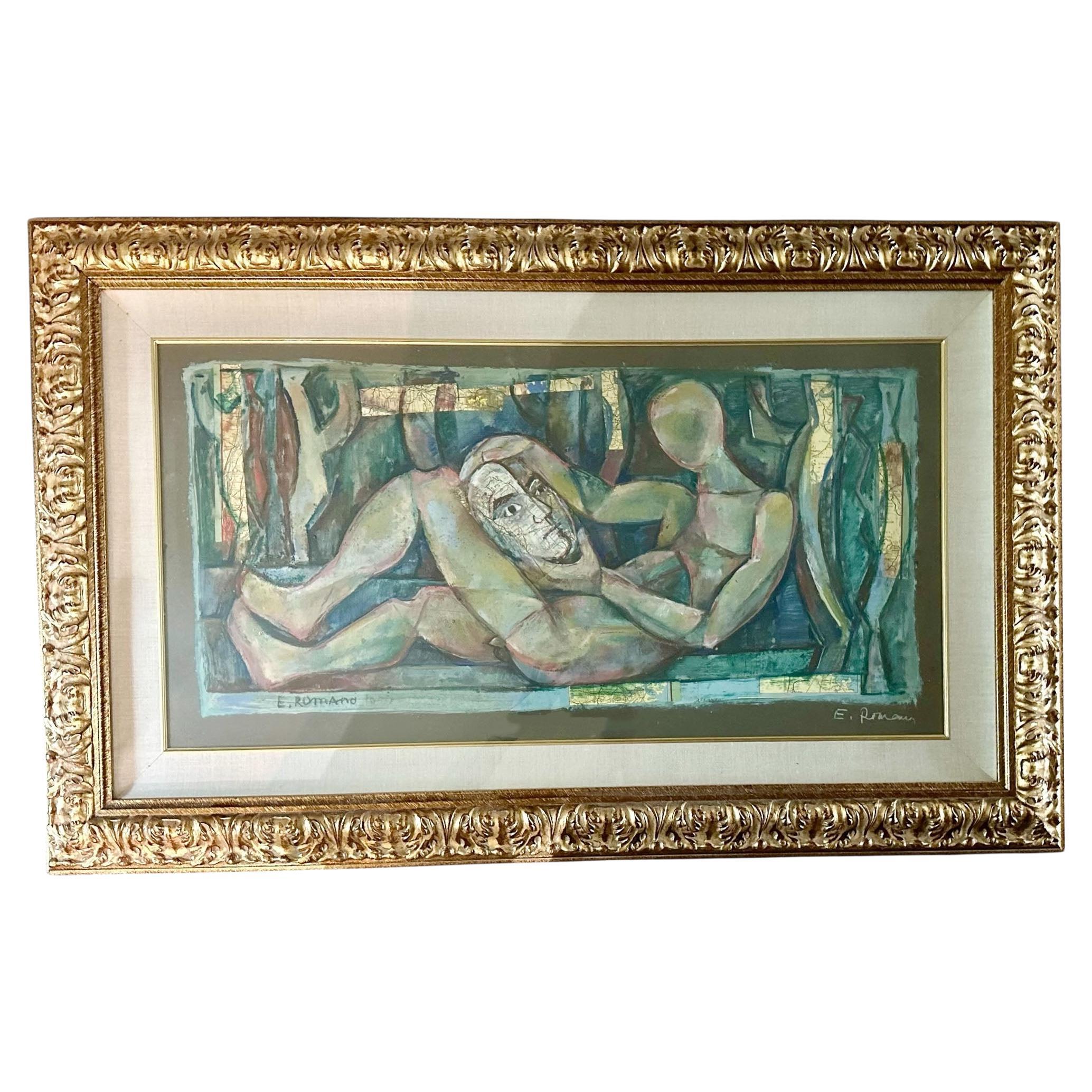 Emmanuel Romano Pintura de técnica mixta de mediados de siglo