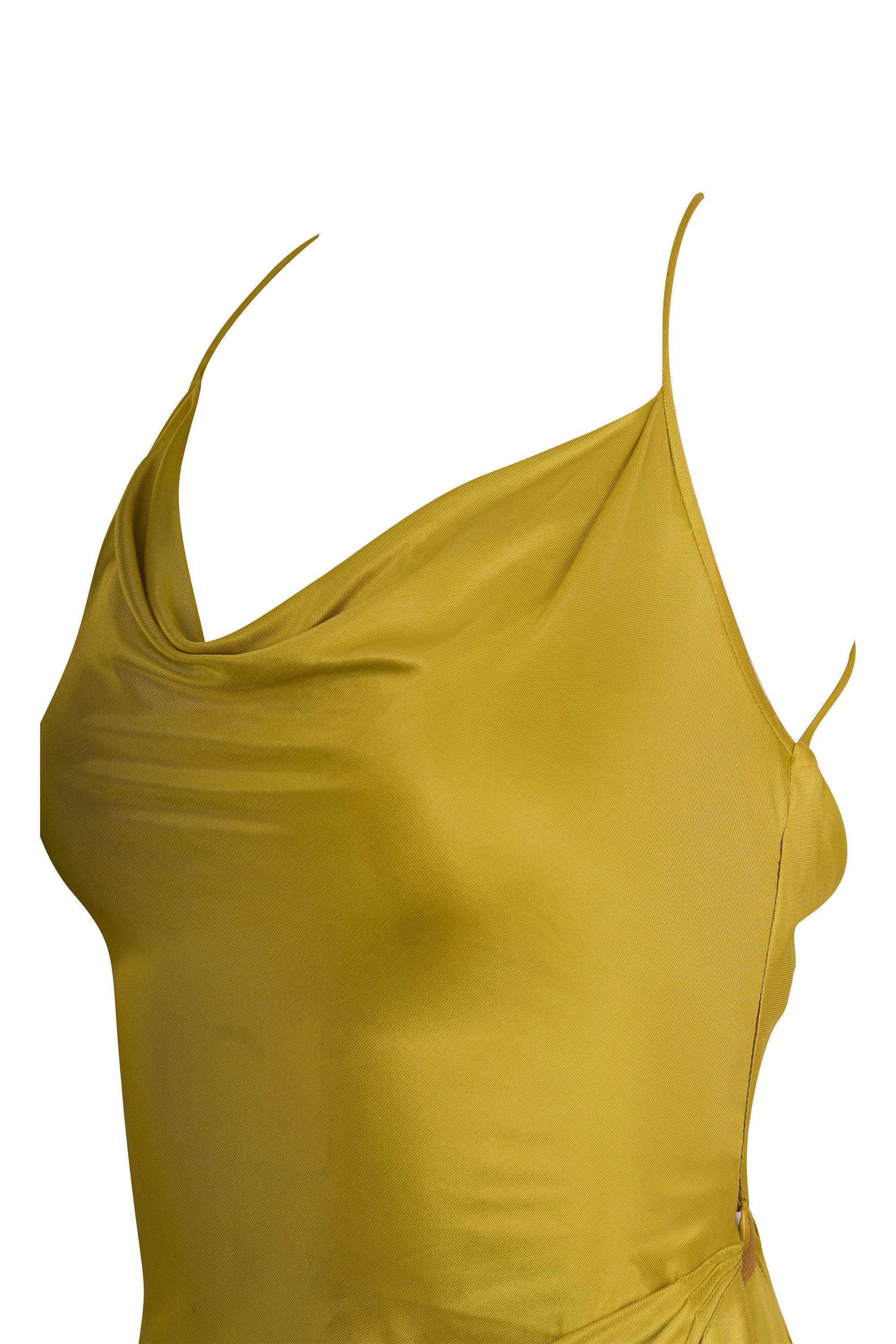 Marrone Abito asimmetrico di Emmanuel Ungaro A/I 2000 color chartreuse in vendita