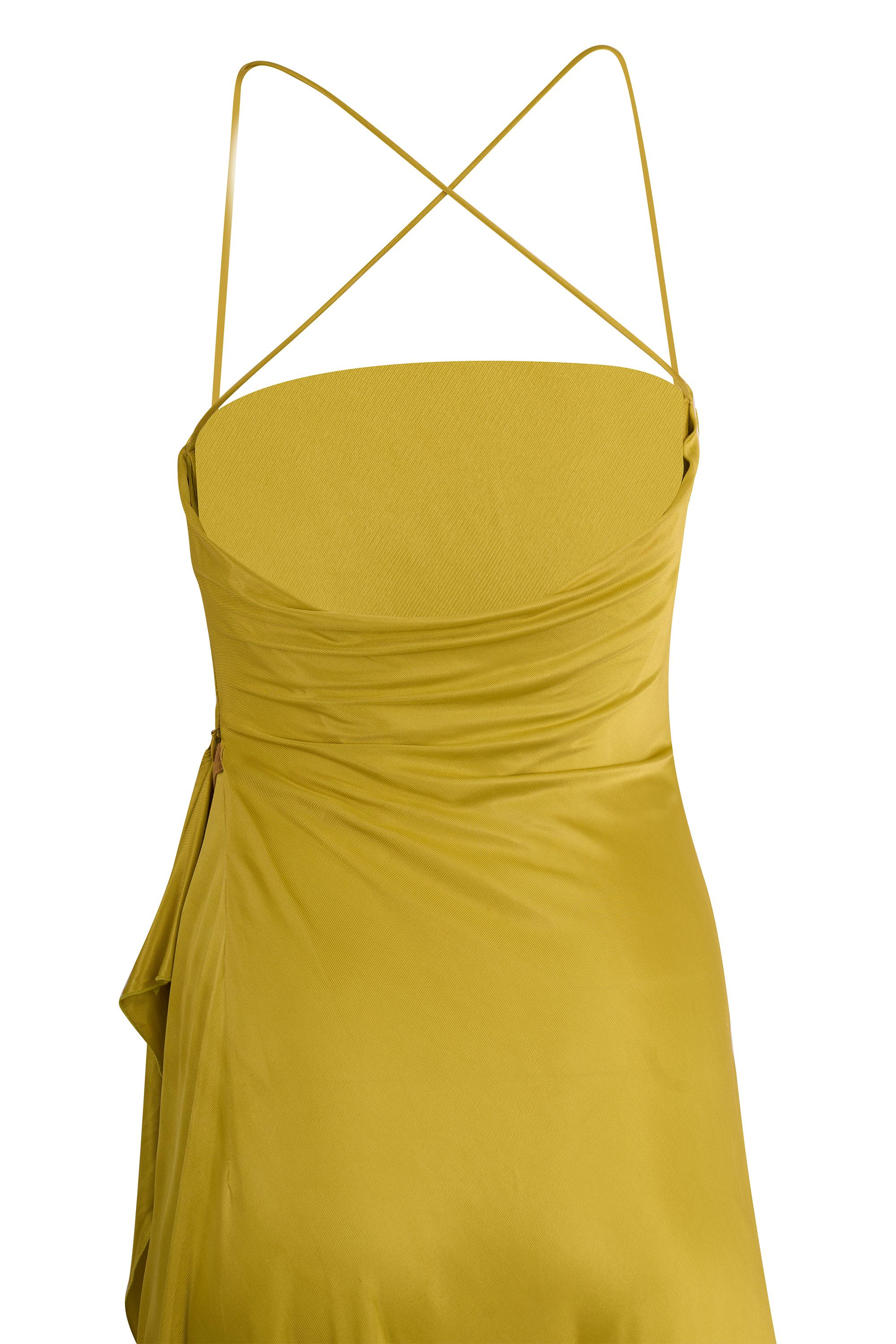 Abito asimmetrico di Emmanuel Ungaro A/I 2000 color chartreuse In condizioni ottime in vendita a London, GB