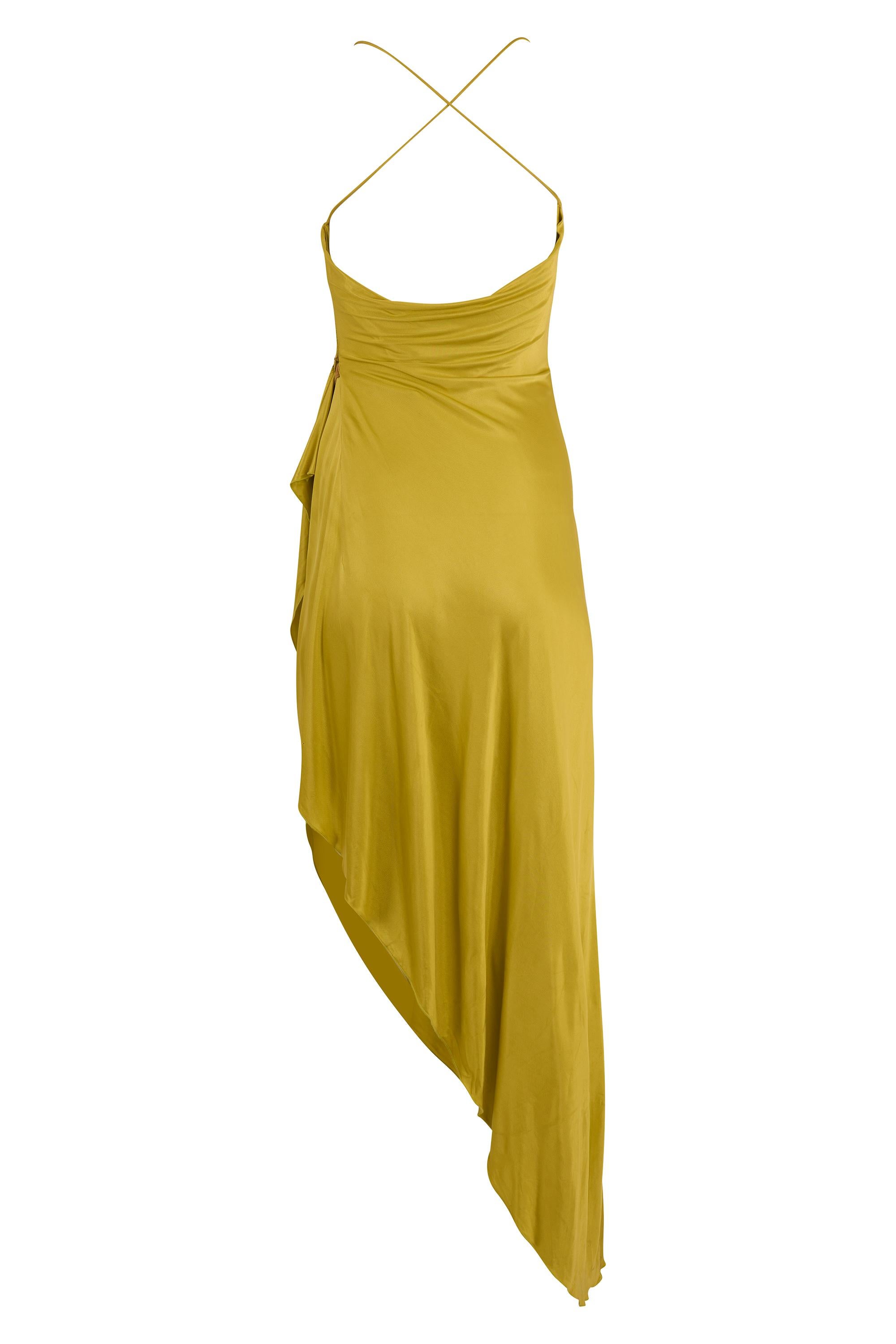 Emmanuel Ungaro - Robe asymétrique chartreuse F/W 2000 Unisexe en vente
