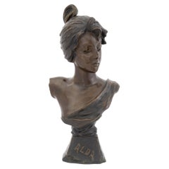 Emmanuel Villanis "Alda" Patinated Bronze Bust