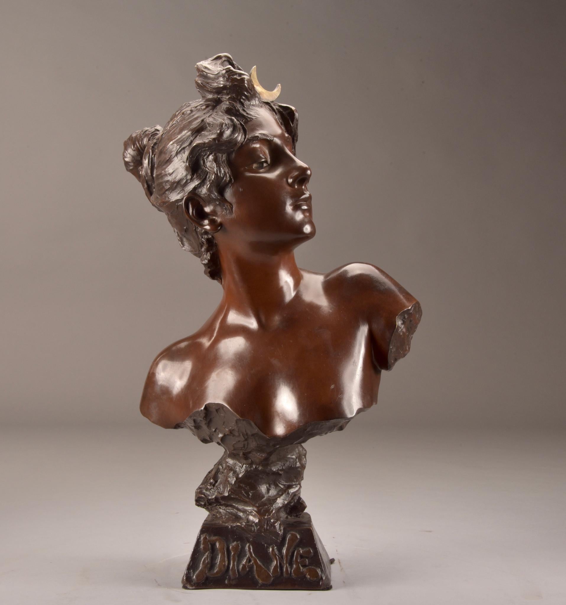Cold-Painted Emmanuel Villanis, Bronze Buste 