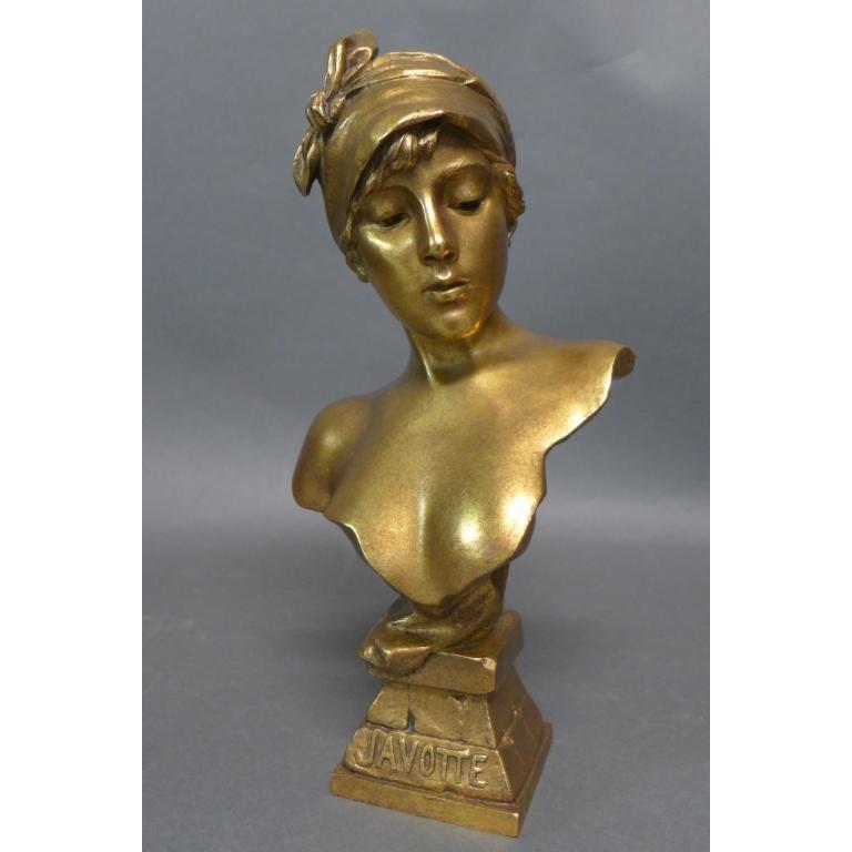 Art Nouveau  Emmanuel Villanis. French (1858-1914) Doré Bronze Bust