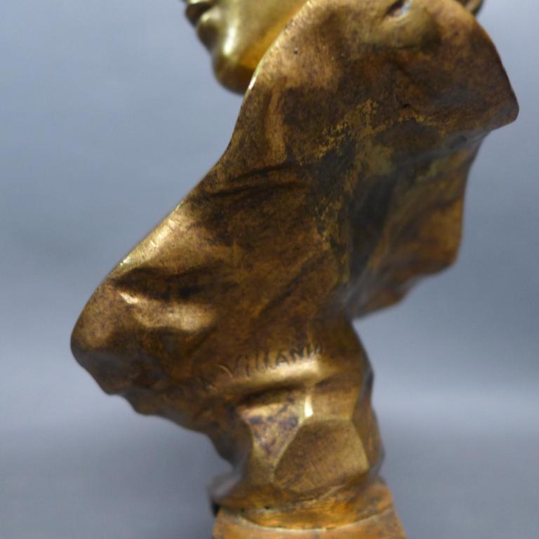  Emmanuel Villanis. French (1858-1914) Doré Bronze Bust 2