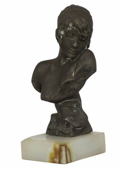 Emmanuel Villanis French Bronze Bust Sculpture of "Sapho, " circa 1890
