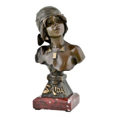 Emmanuel Villanis Saïda Bronzebüste im Jugendstil - Frankreich 1890