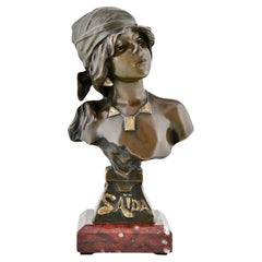 Emmanuel Villanis Saïda Bronzebüste im Jugendstil - Frankreich 1890