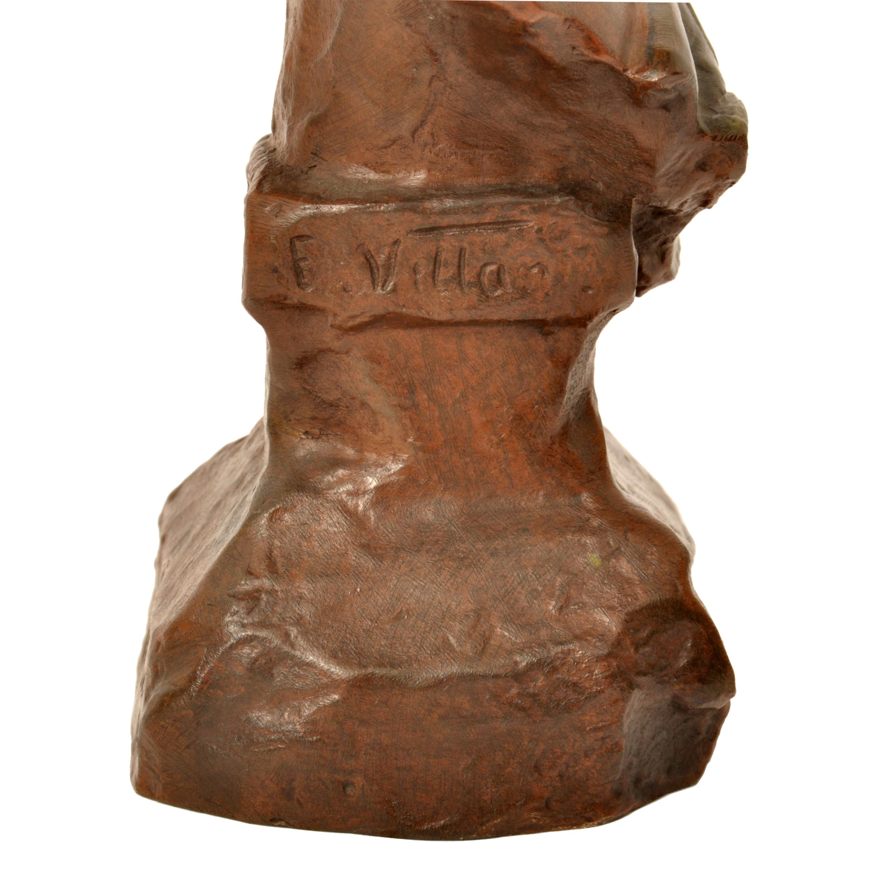 Antike französische Jugendstil-Bronzebüste „Frauenbüste „Phryne“ Emanuel Villanis 1900 im Angebot 6