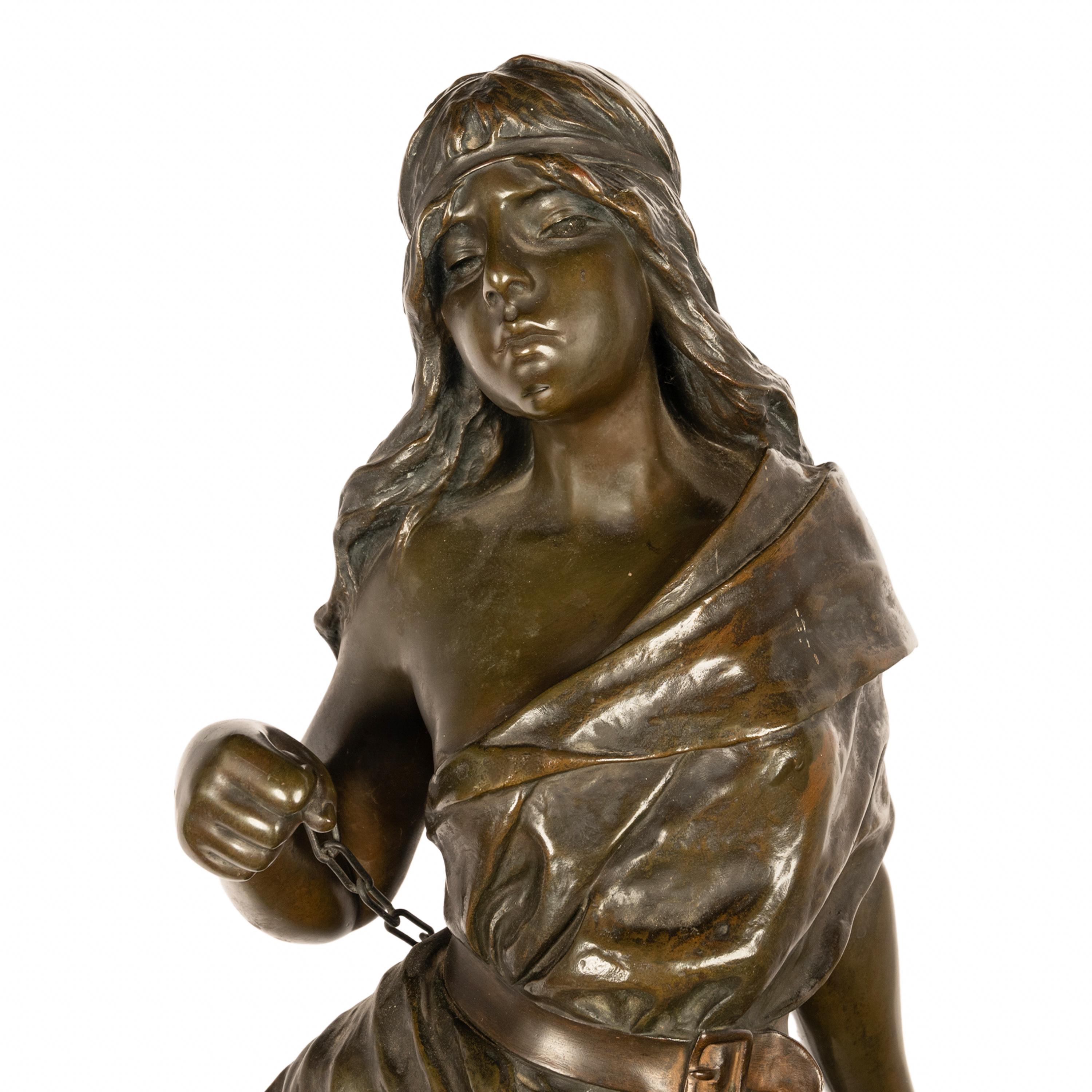 Antike französische Jugendstil-Bronzefigur, Statue-Skulptur „Prise de Corsaire“ aus Bronze im Angebot 6