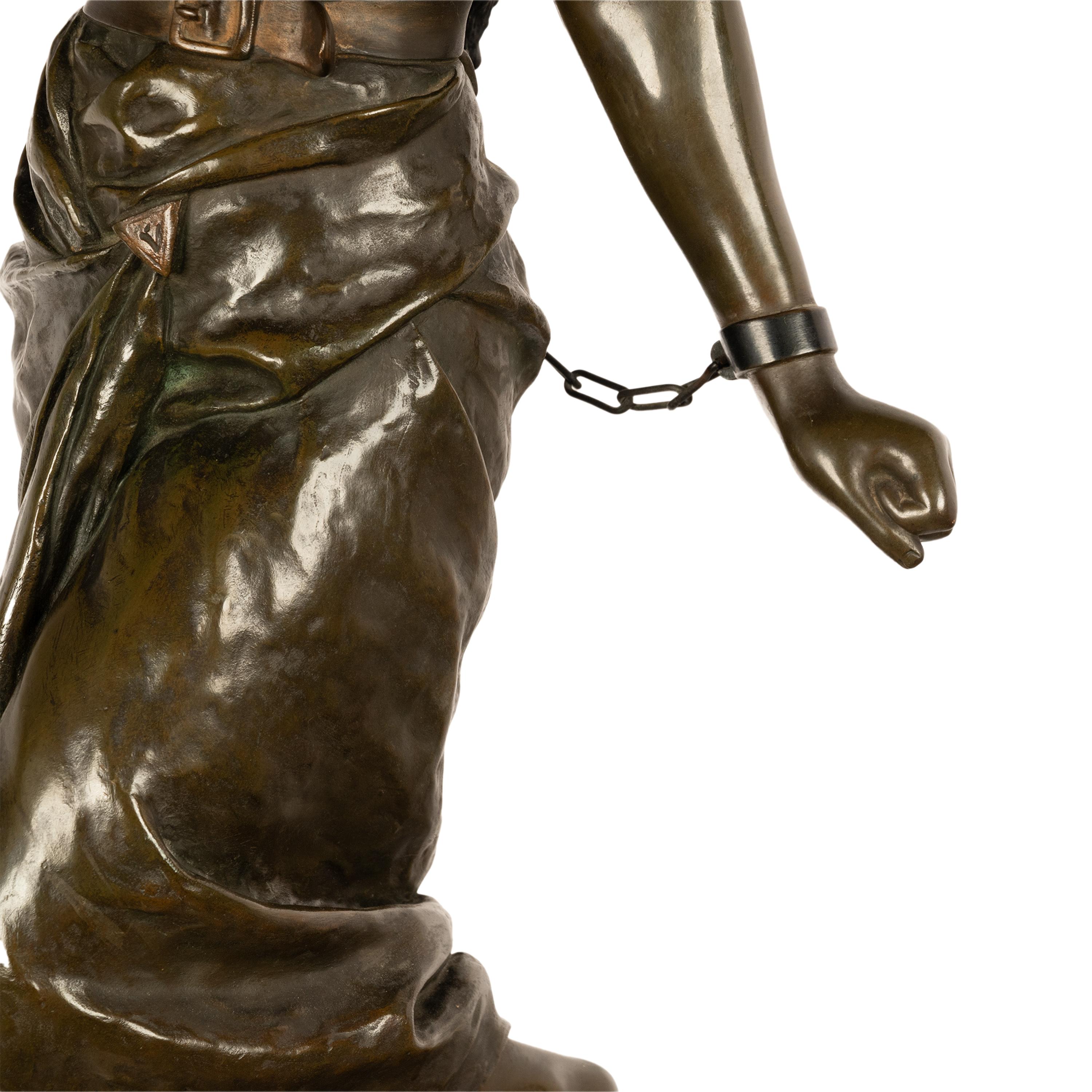 Antike französische Jugendstil-Bronzefigur, Statue-Skulptur „Prise de Corsaire“ aus Bronze im Angebot 8