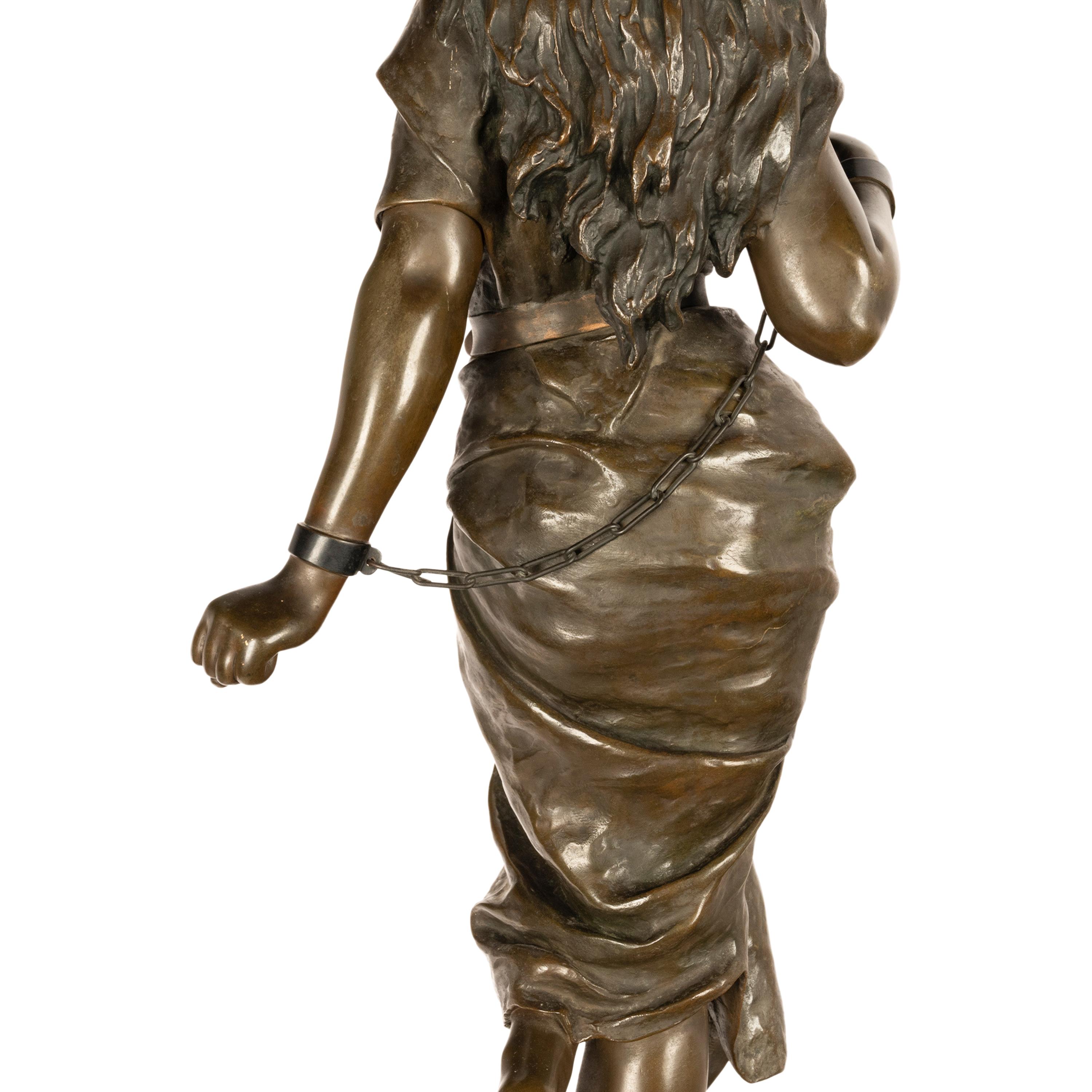 Antike französische Jugendstil-Bronzefigur, Statue-Skulptur „Prise de Corsaire“ aus Bronze im Angebot 9