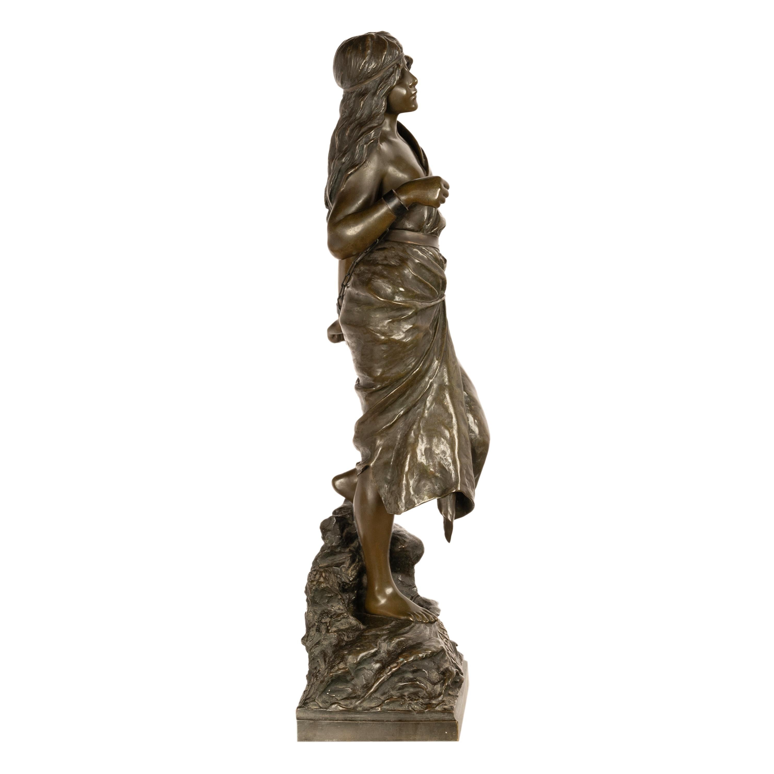 Antike französische Jugendstil-Bronzefigur, Statue-Skulptur „Prise de Corsaire“ aus Bronze im Angebot 2