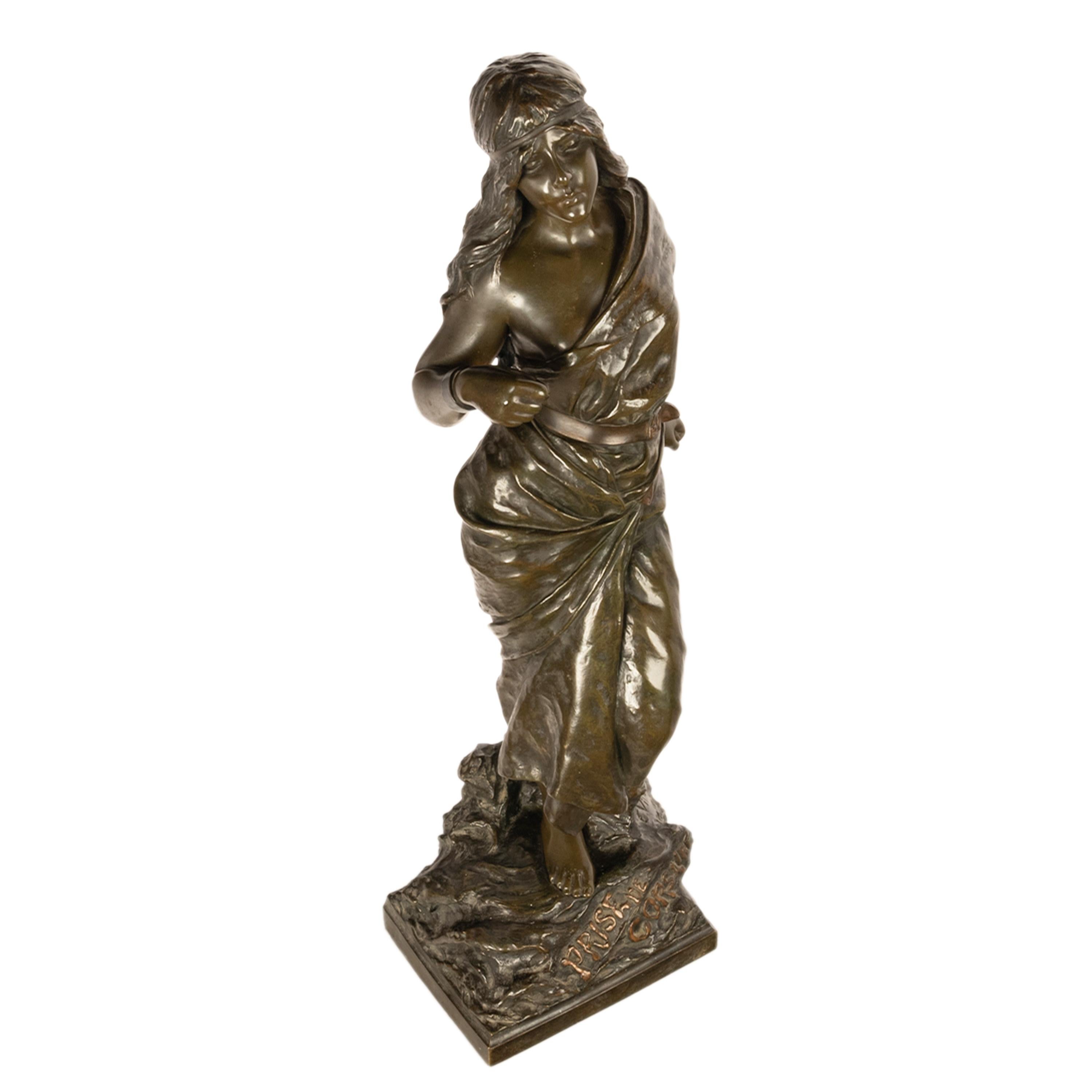 Antike französische Jugendstil-Bronzefigur, Statue-Skulptur „Prise de Corsaire“ aus Bronze im Angebot 4