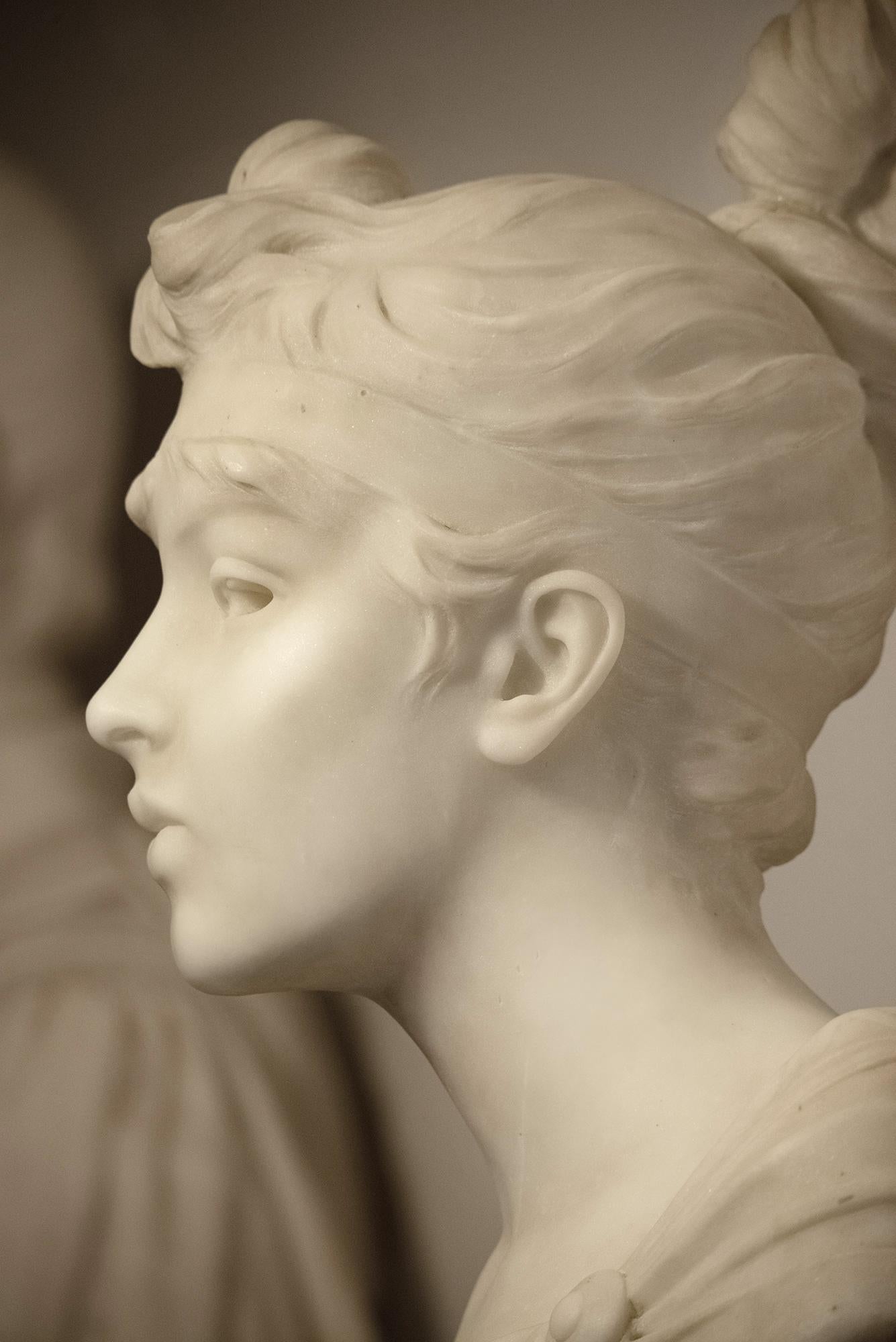 Phryne – Marmorbüste einer schönen jungen Frau  Perfekte Silhouette im Art nouveau-Stil im Angebot 12