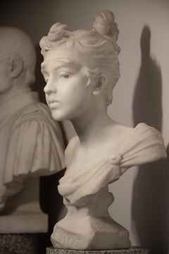Phryne - Marble Bust of a Beautiful Young Woman  Perfect Silhouette Art Nouveau