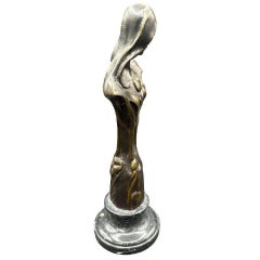 Emmanuel Villanis Style Art Nouveau French Virgin Mary Sculpture w/ Marble Base