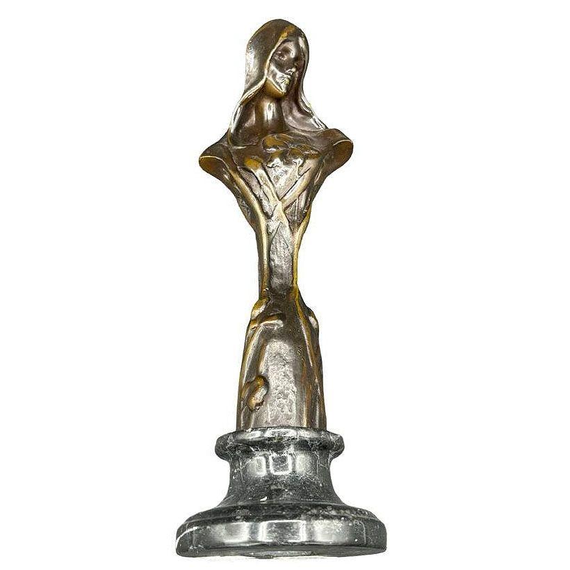 Francese Scultura della Vergine Maria in stile Art Nouveau francese con base in marmo di Emmanuel Villanis in vendita