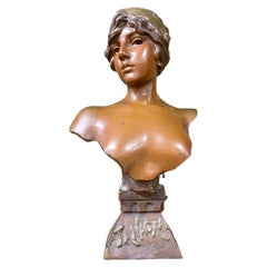 Emmanuel Villanis, Tanagra, Bronze À Patine Brune Vers 1900