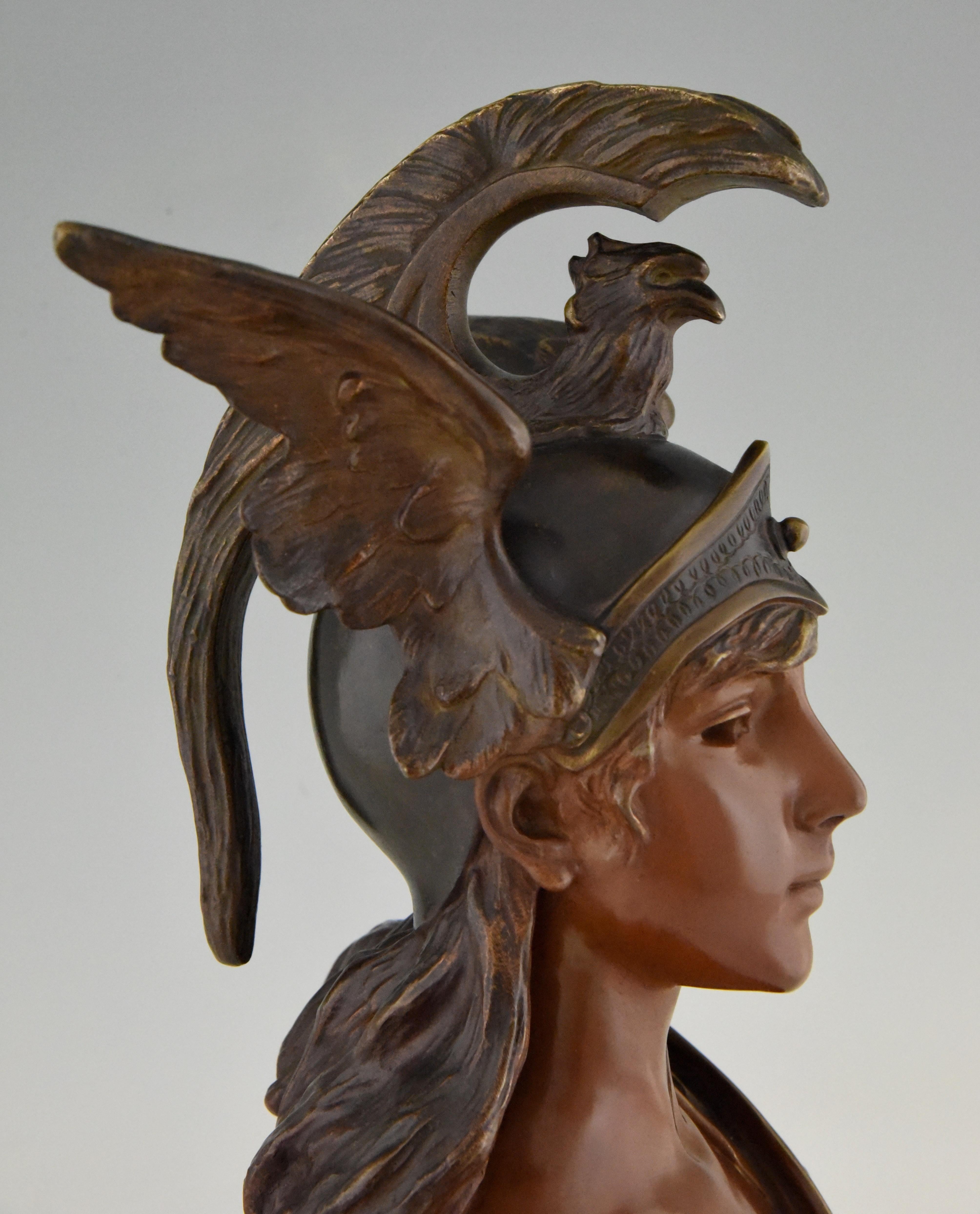 Emmanuel Villanis Walkyrie Art Nouveau Bronze Bust of a Woman with Helmet, 1900 4