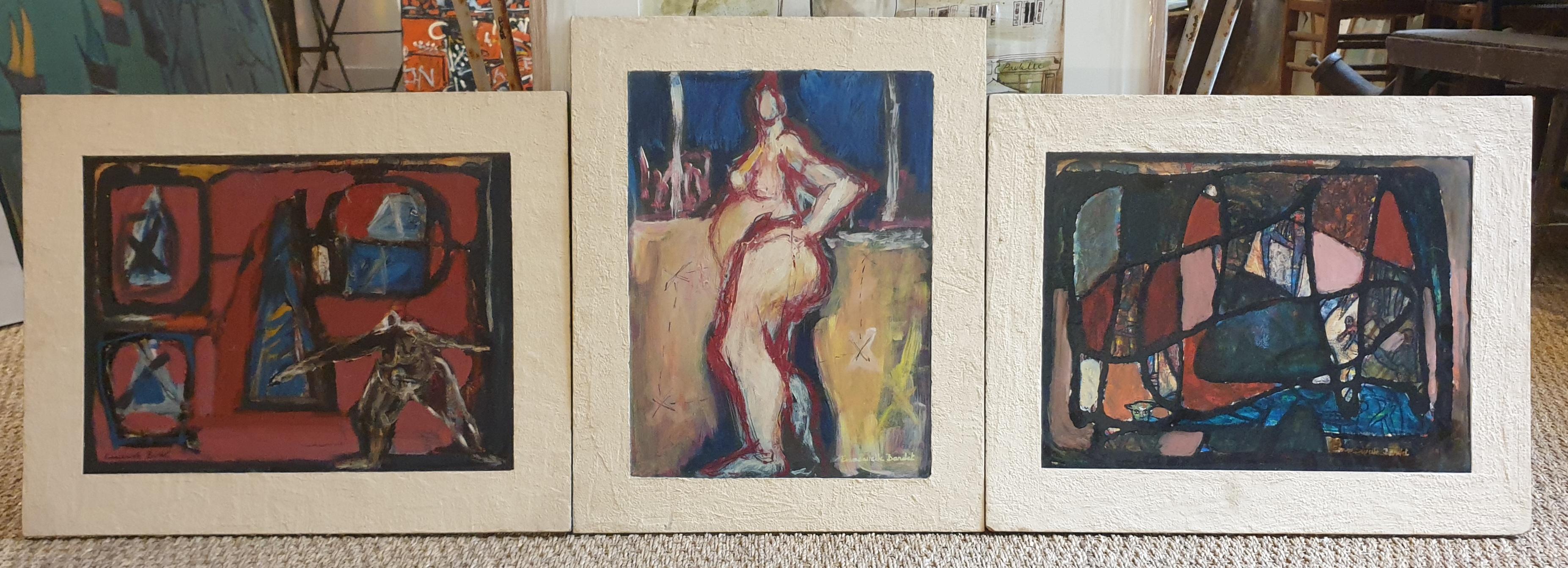 Collection of Three French Oils on Board. 