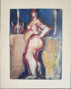 "La Cagole", "The Extrovert", French Abstract Expressionist Oil on Board.