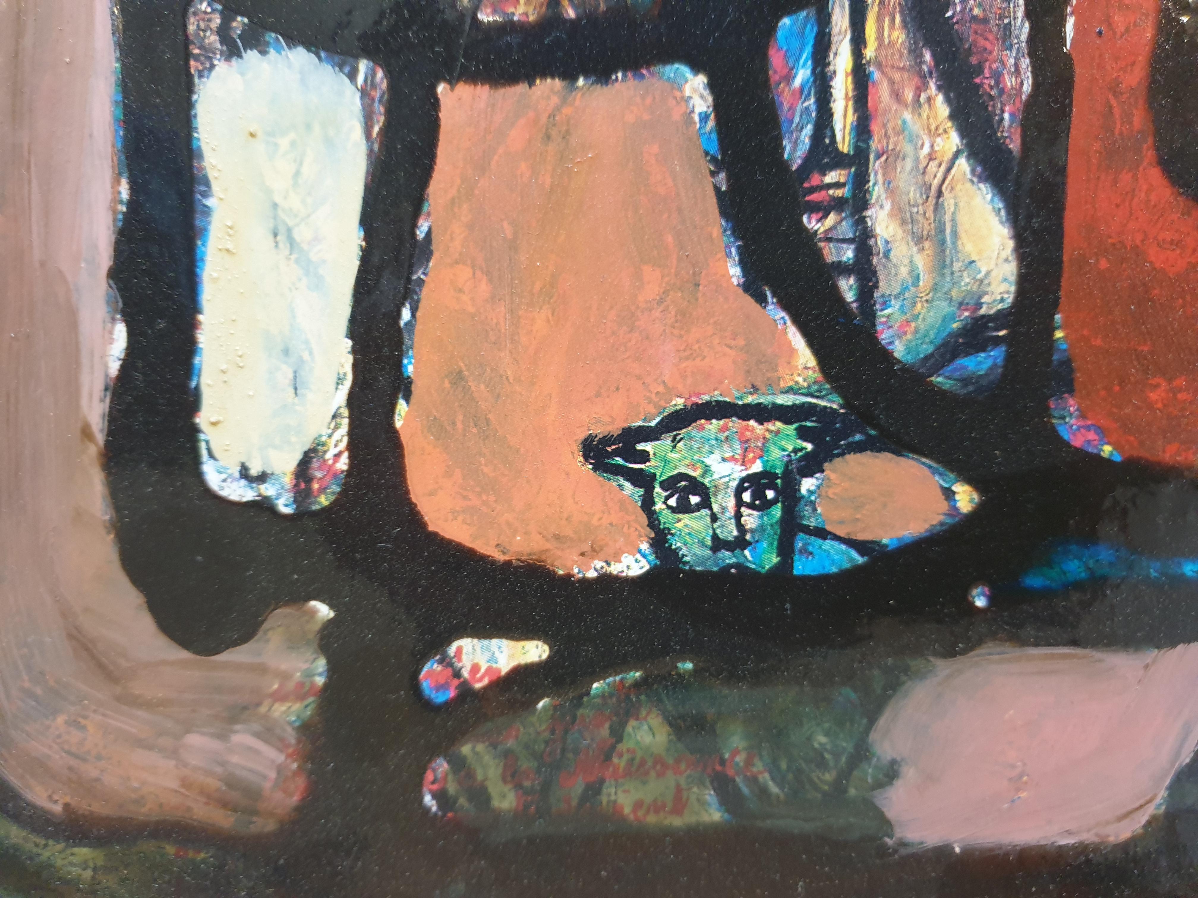 „La Corrida“, „Der Stierlauf“, französisches abstraktes expressionistisches Ölgemälde auf Karton. im Angebot 7