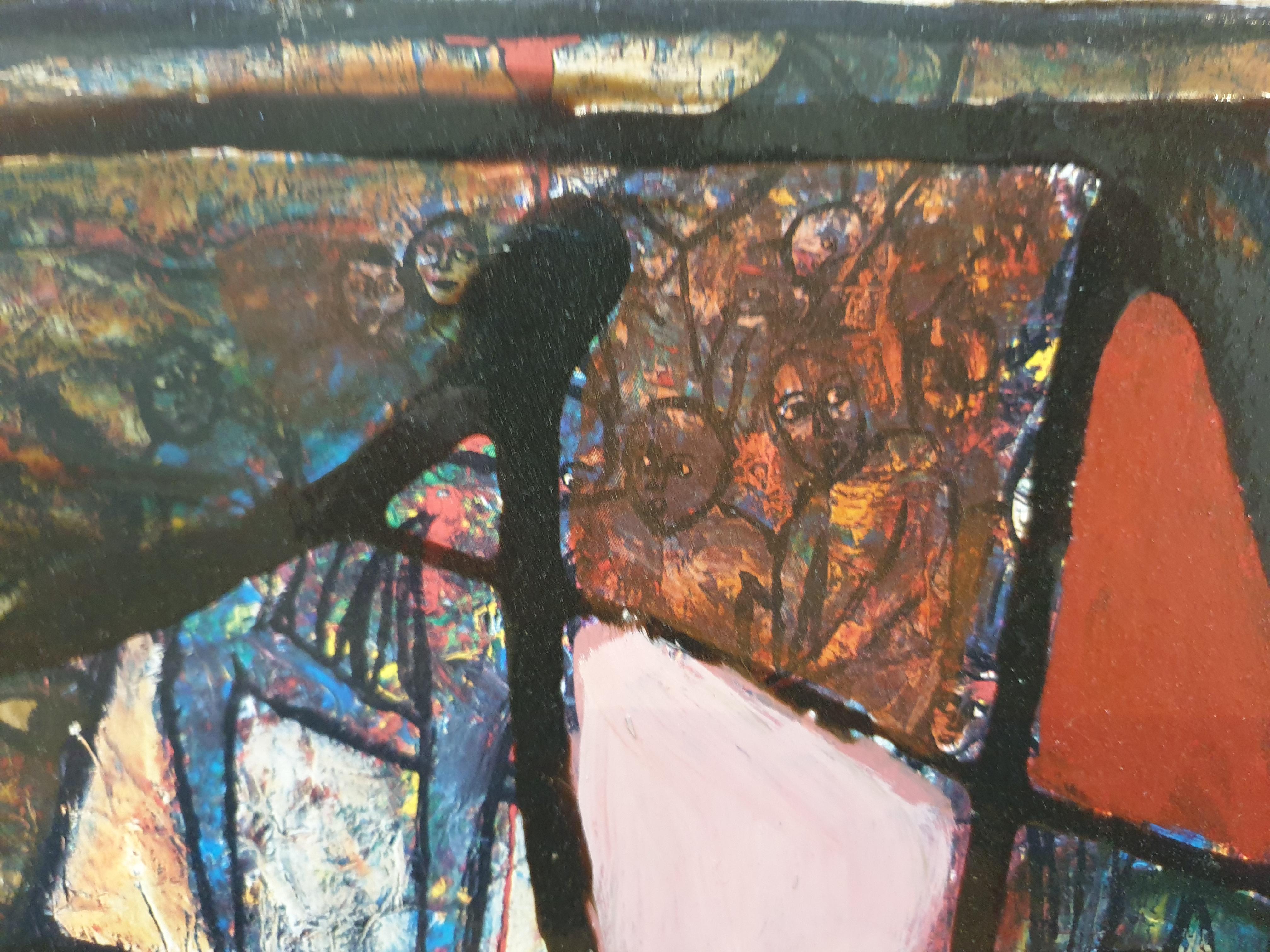 „La Corrida“, „Der Stierlauf“, französisches abstraktes expressionistisches Ölgemälde auf Karton. im Angebot 10