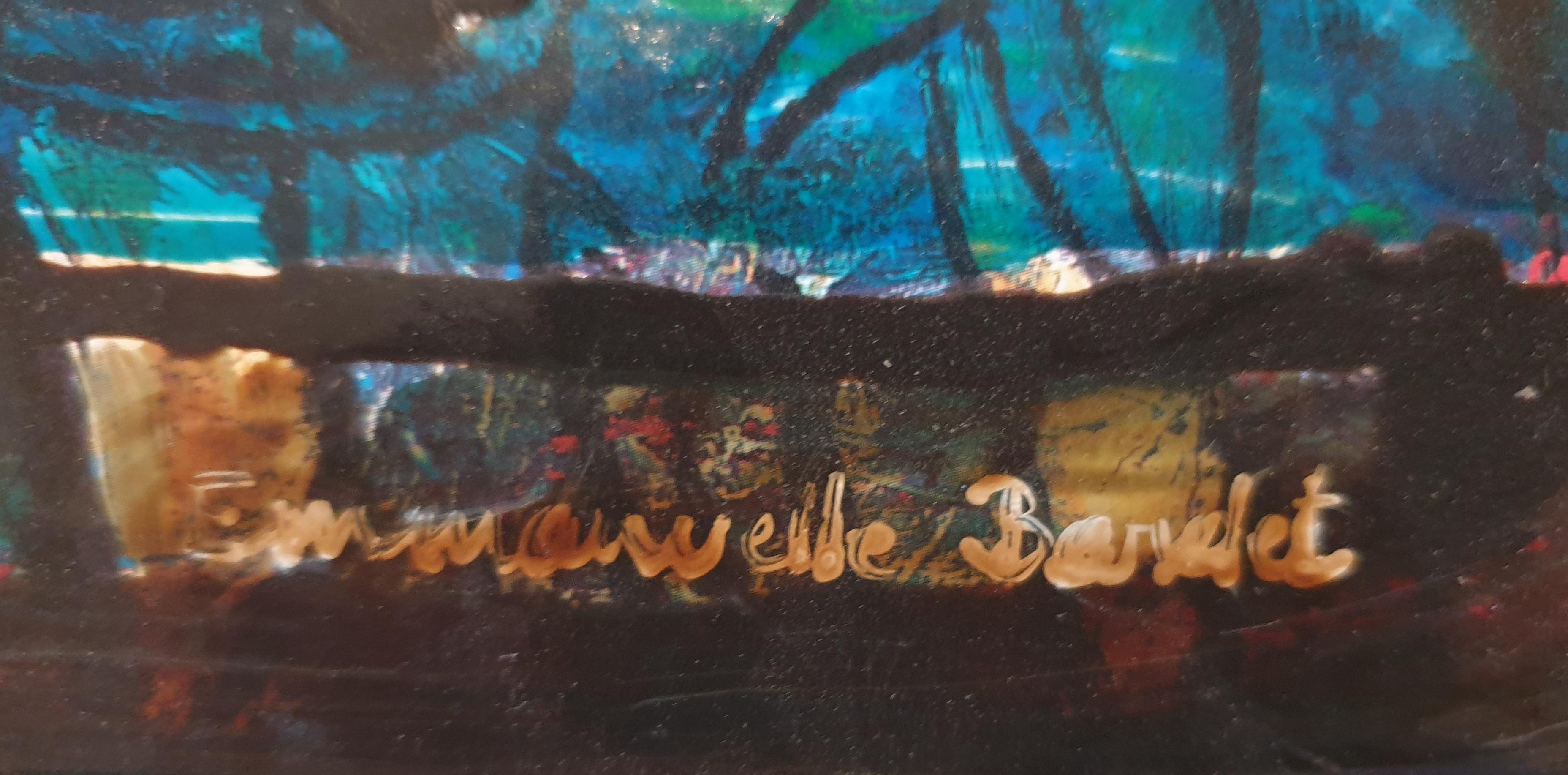 „La Corrida“, „Der Stierlauf“, französisches abstraktes expressionistisches Ölgemälde auf Karton. (Abstrakter Expressionismus), Painting, von Emmanuelle Bardet
