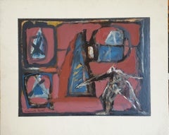 "Redoutable" (Formidable) Colourful French Abstract Expressionist Oil on Board.