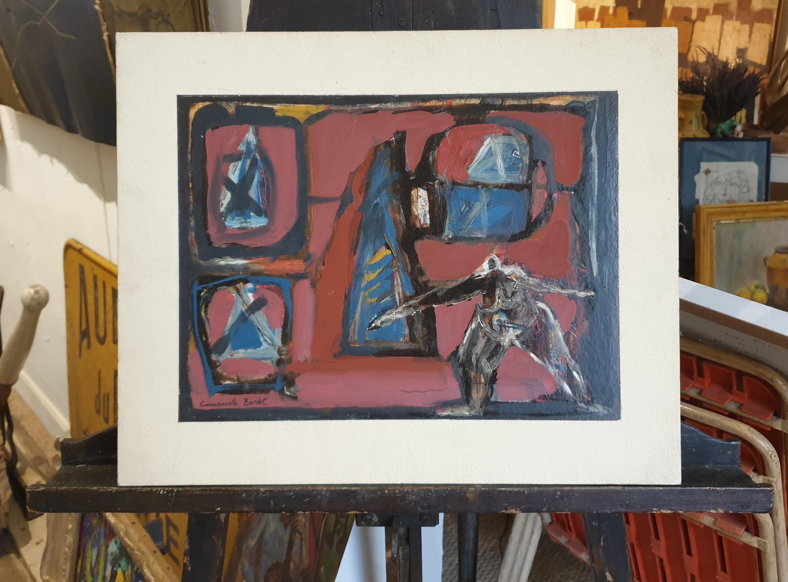Late 20th century abstract Expressionist oil on board by French artist Emmanuelle Bardet. Signed bottom left and dated 1995 and titled 