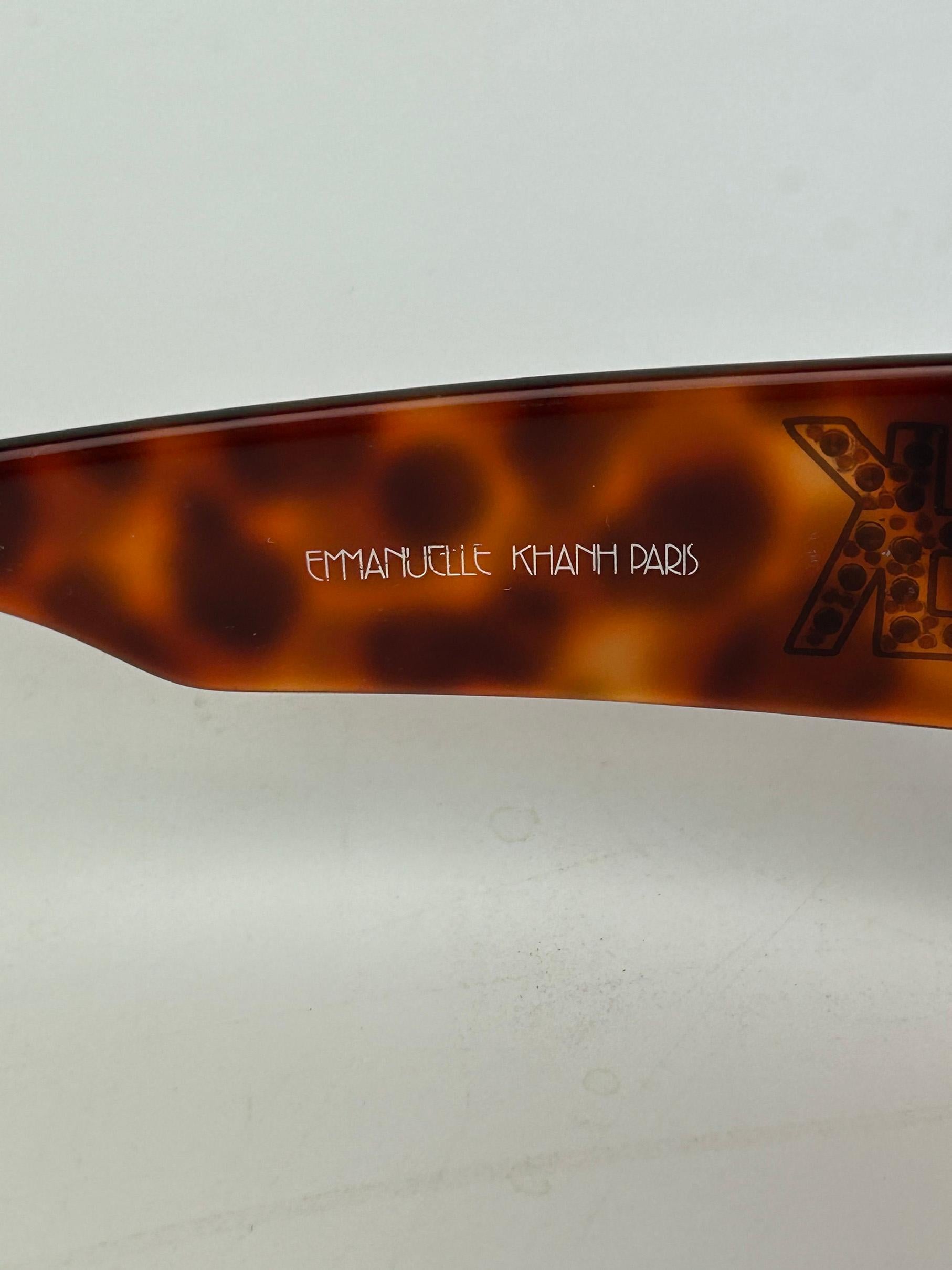 Lunettes de soleil vintage en écaille avec strass Emmanuelle Kahn c1980s en vente 7