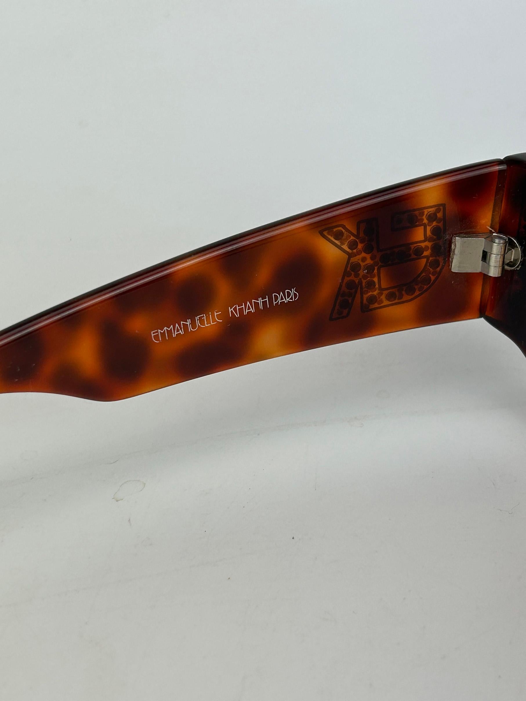Lunettes de soleil vintage en écaille avec strass Emmanuelle Kahn c1980s en vente 4