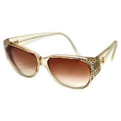 Occhiali da sole vintage Emmanuelle Khahn Paris in acetato trasparente con strass